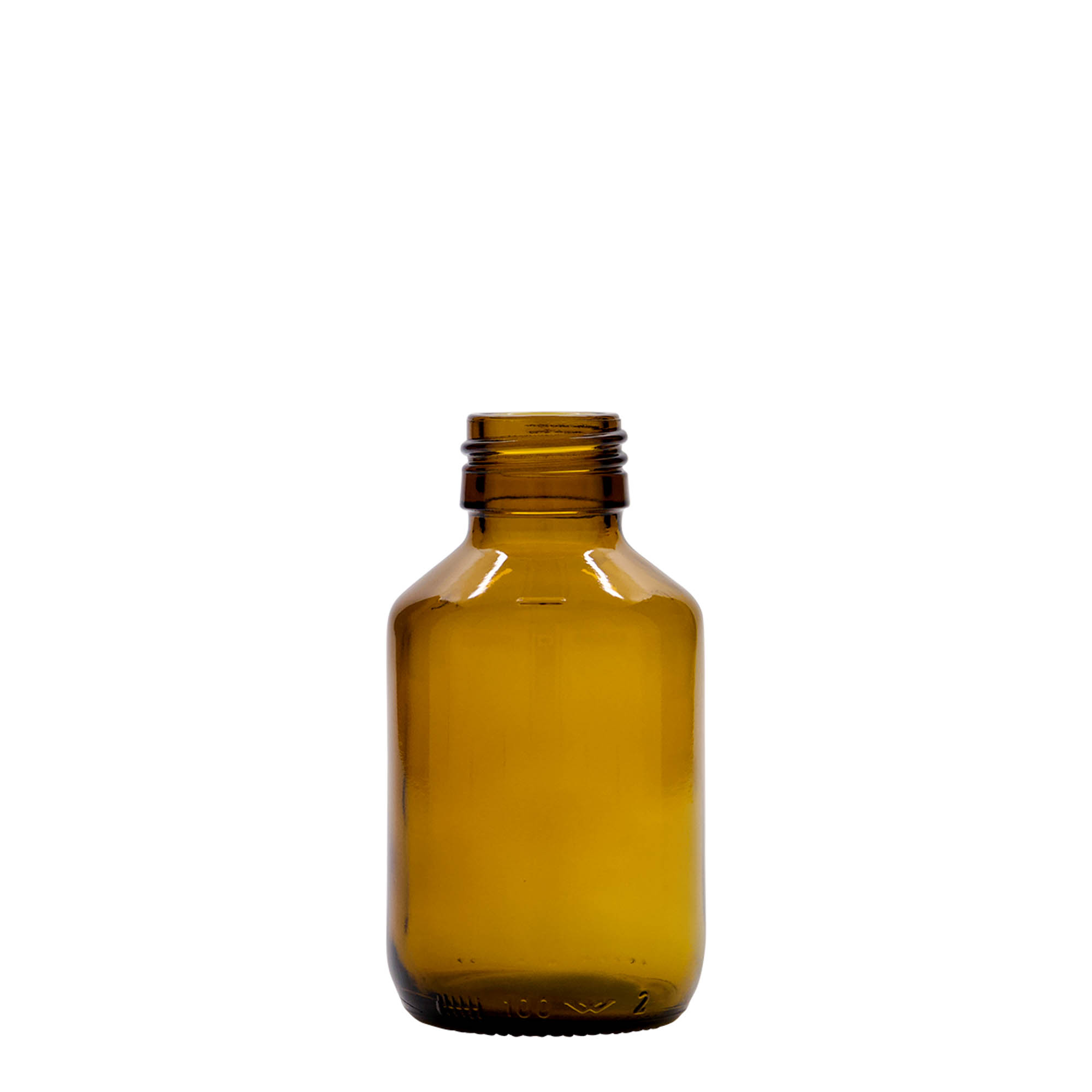 100 ml medical bottle, brown, glass, opening: PP 28