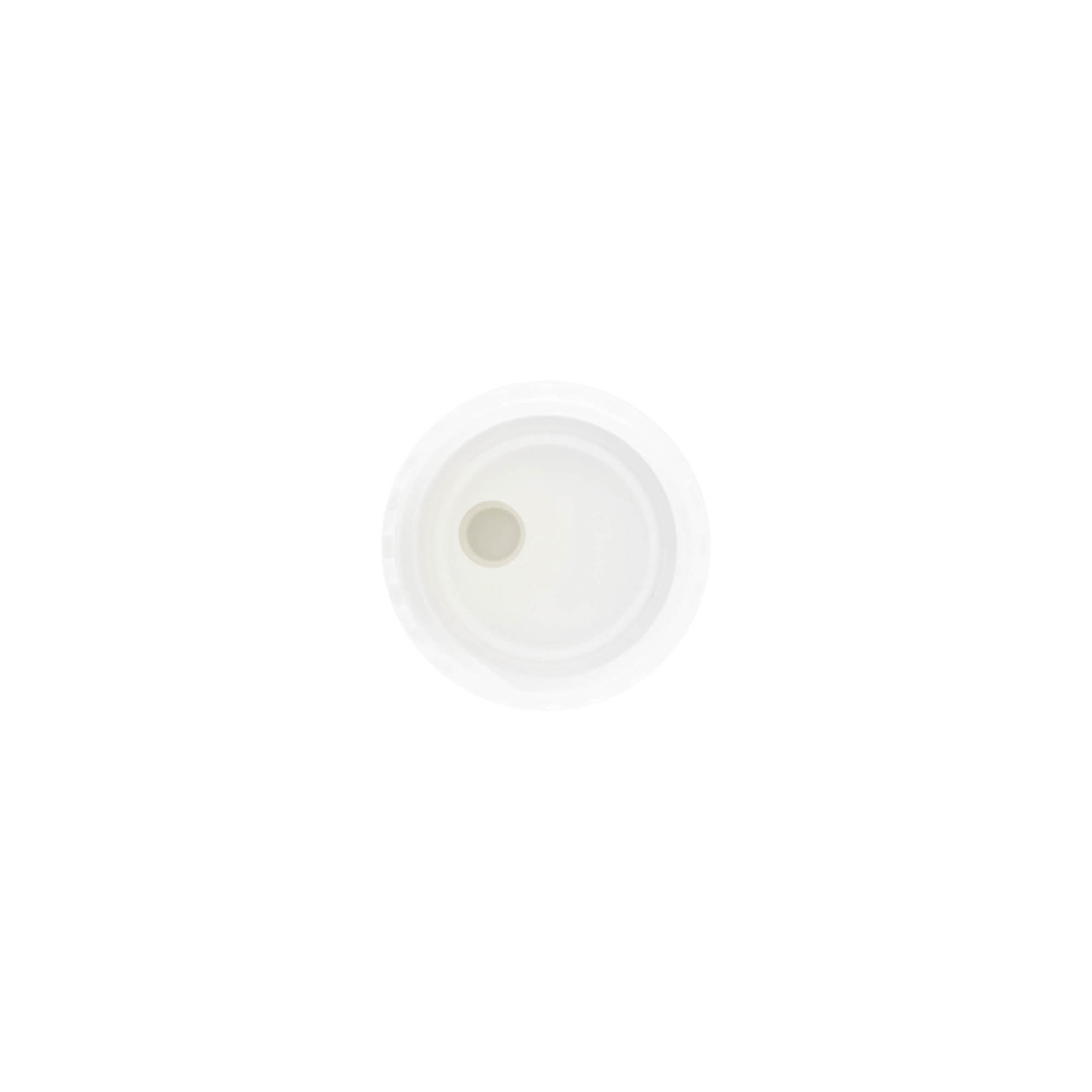 Screw cap with disc top, PP plastic, white, for opening: 24/410