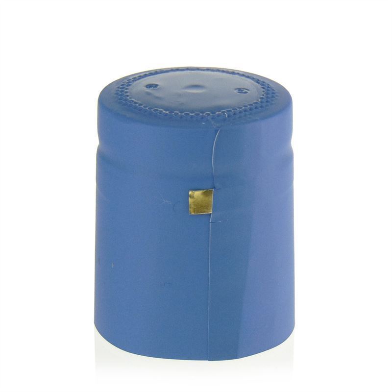 Shrink capsule 32x41, PVC plastic, sky blue Shrink capsule 32x41, PVC plastic, sky blue