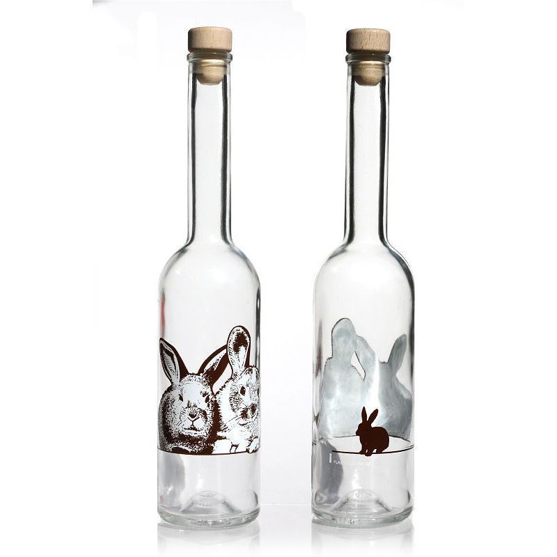 500 ml glass bottle 'Opera', print: rabbit, closure: cork 500 ml glass bottle 'Opera', print: rabbit, closure: cork