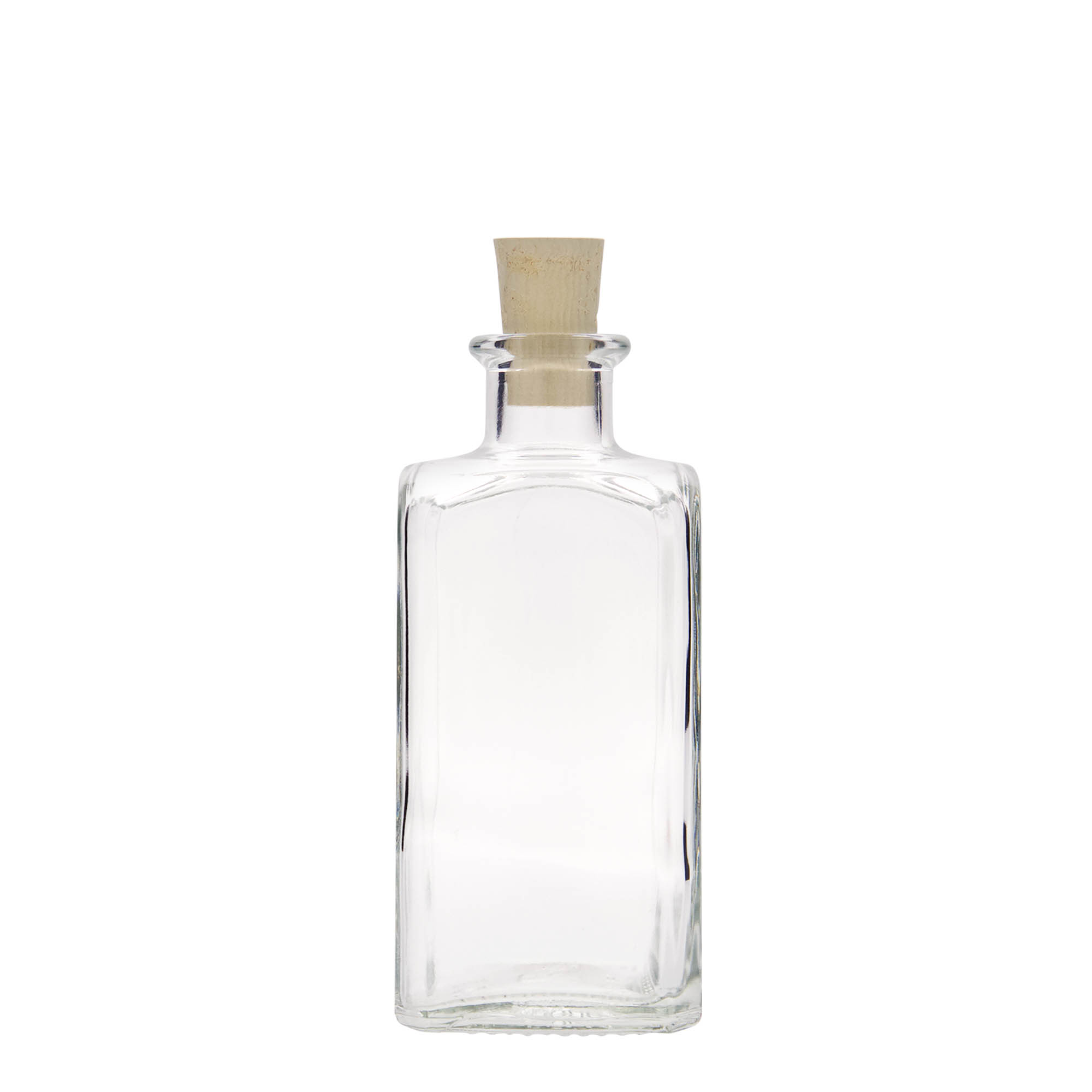 250 ml glass bottle Apothecary Carré, square, opening: cork 250 ml glass bottle Apothecary Carré, square, opening: cork