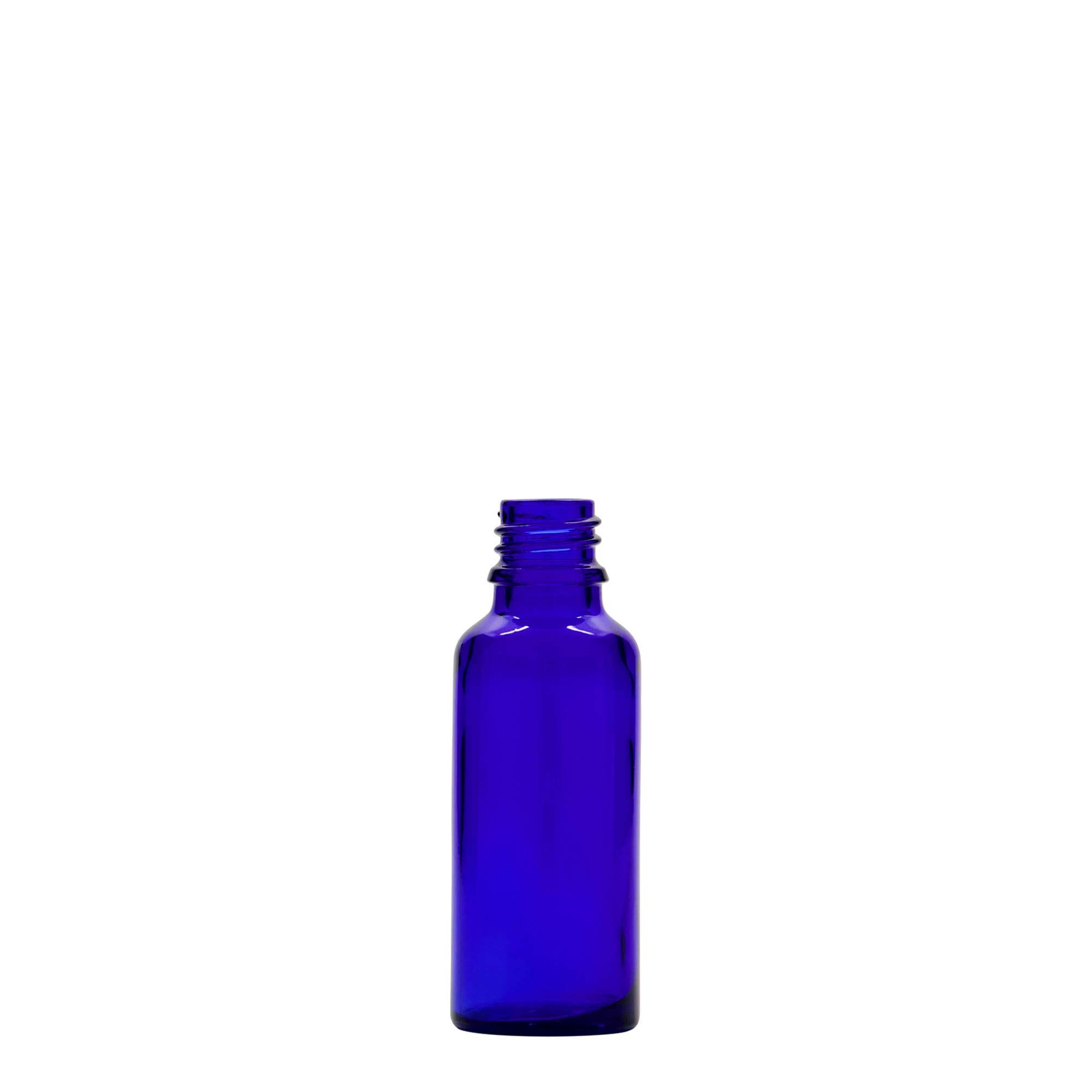 30 ml medicine bottle, glass, royal blue, opening: DIN 18