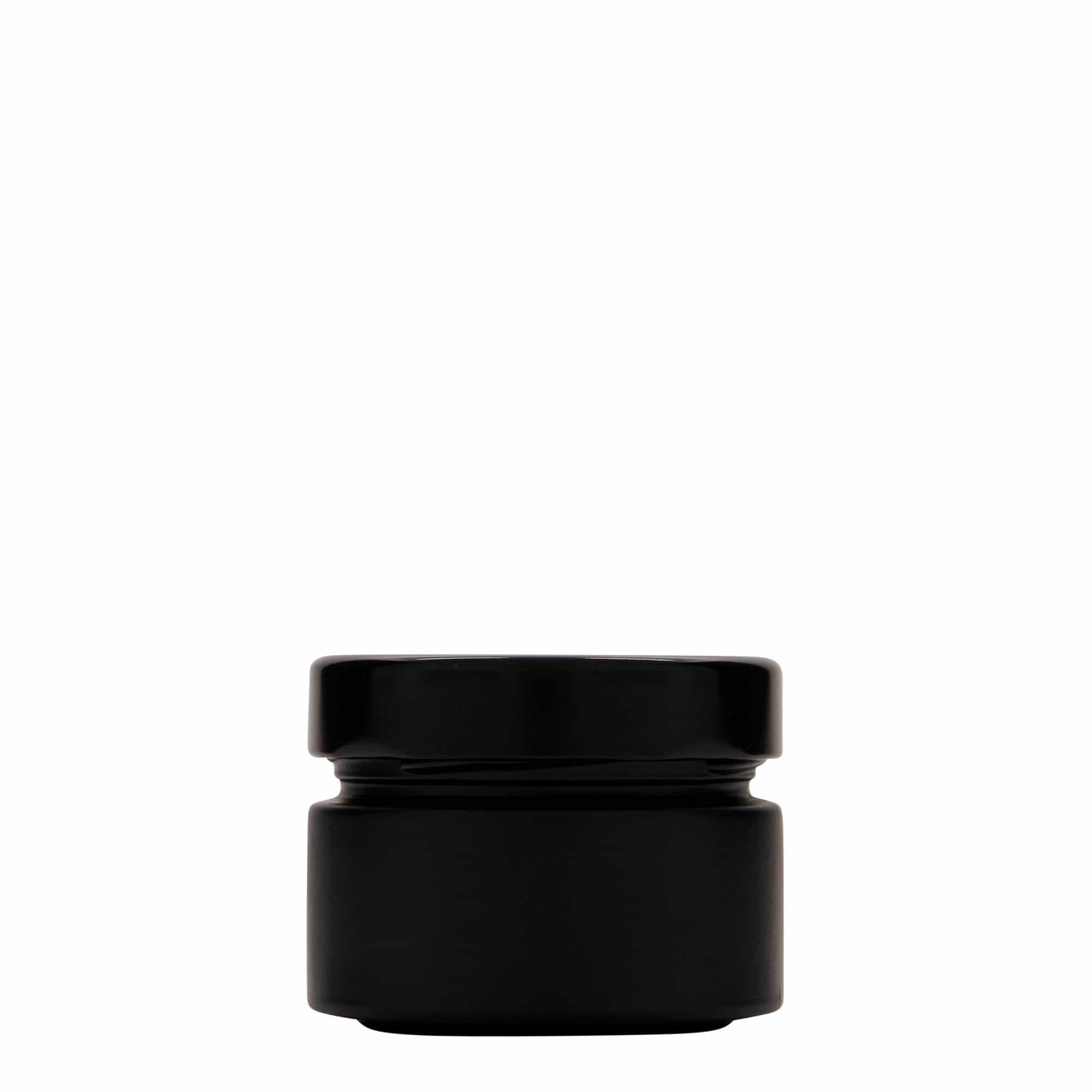 130 ml round glass ‘Aurora’, black, opening: Deep-Twist-off (DTO 66)