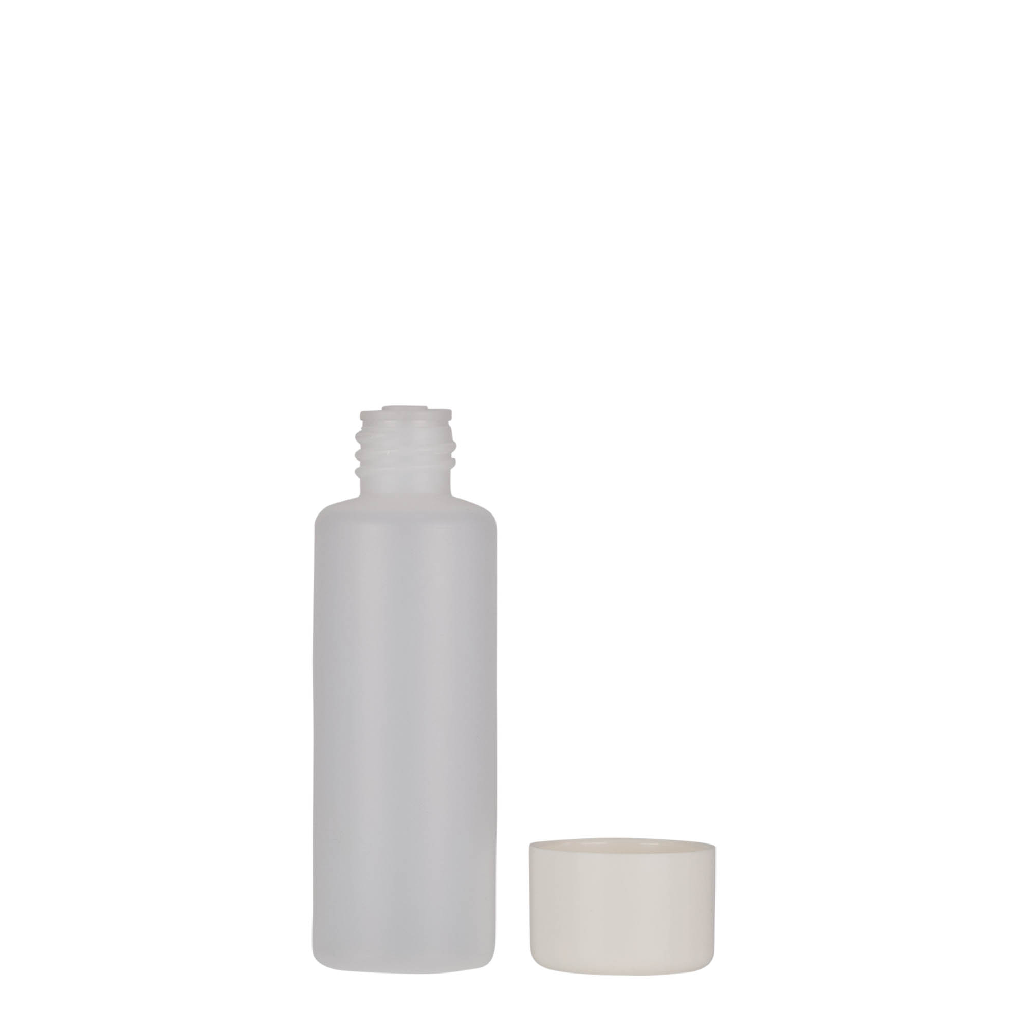 50 ml round bottle, PE plastic, natural, opening: screw cap 50 ml round bottle, PE plastic, natural, opening: screw cap