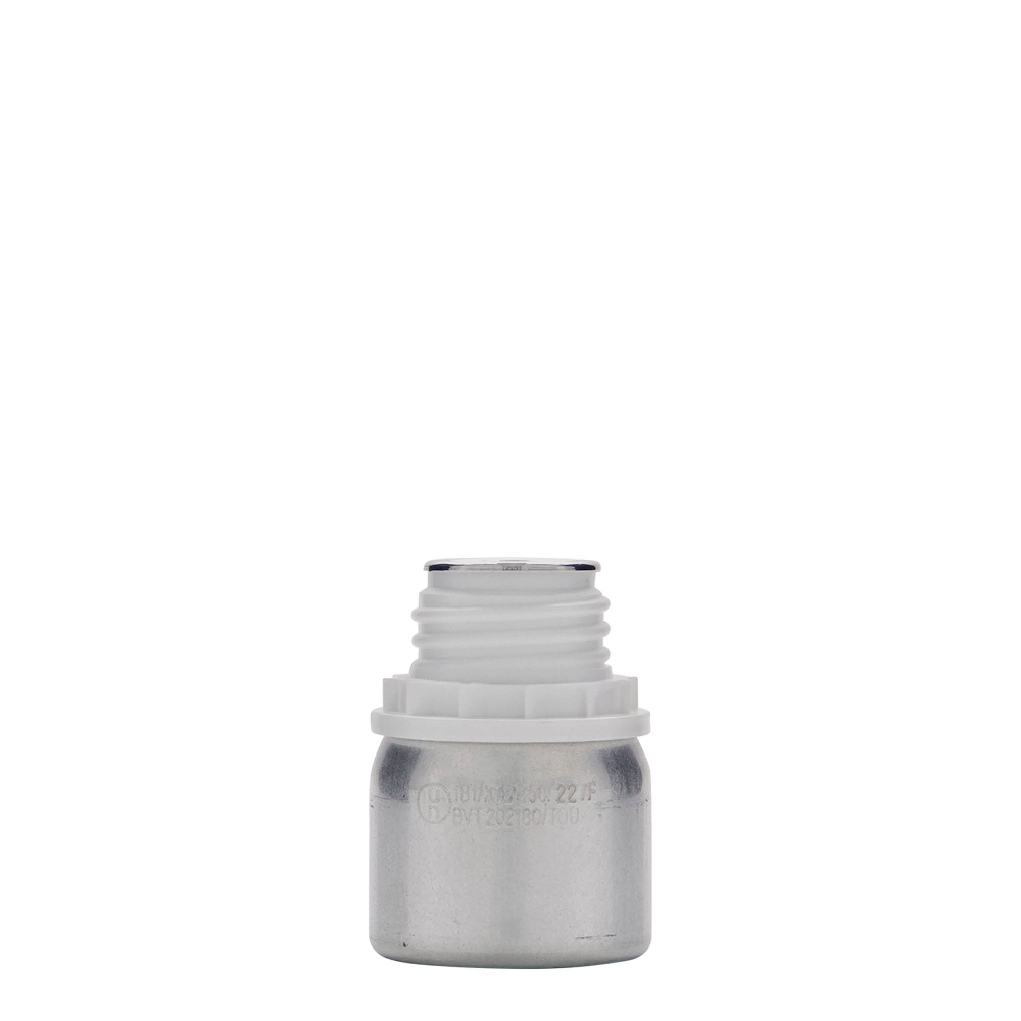 50 ml aluminium bottle, metal, silver, opening: DIN 32