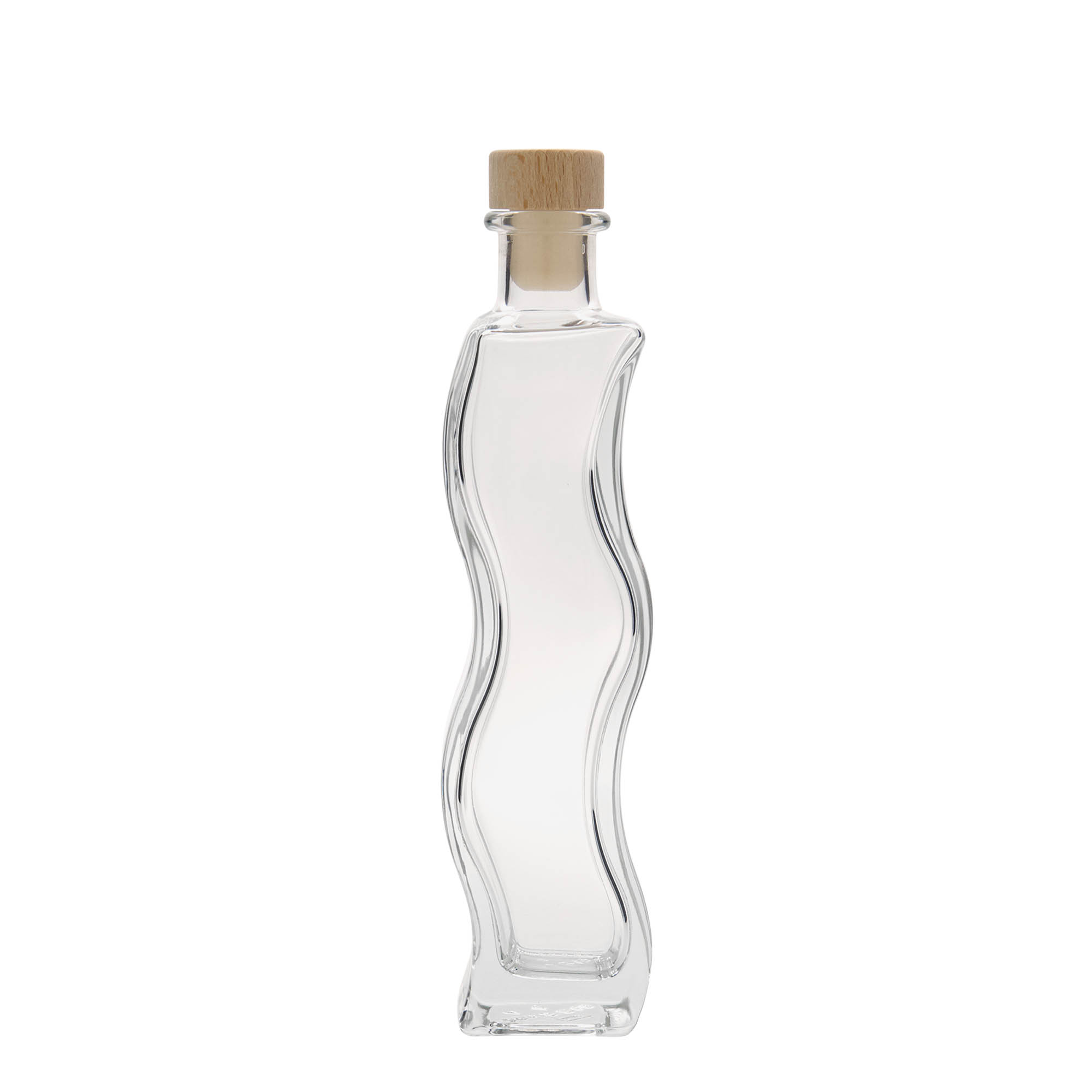 200 ml glass bottle 'Wave', square, opening: cork