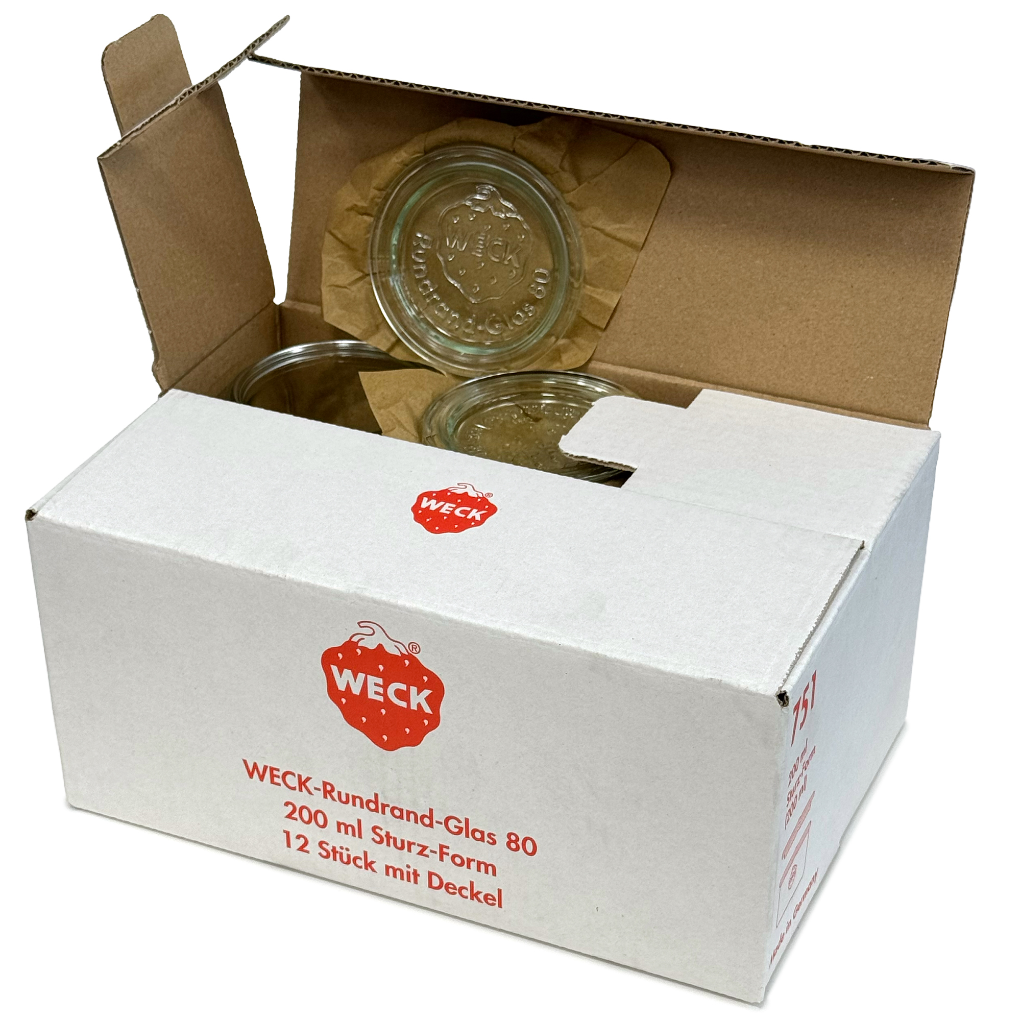 12x 200 ml WECK inverted jar with glass lid RR 80