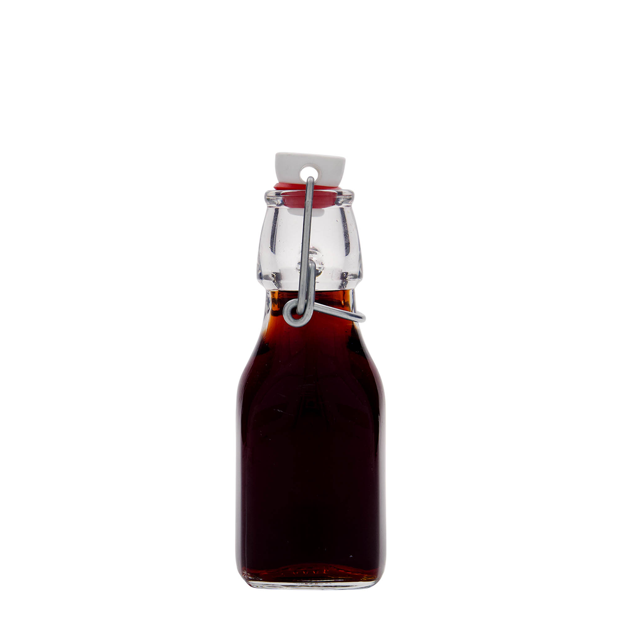 125 ml glass bottle 'Swing', square, opening: swing top closure
