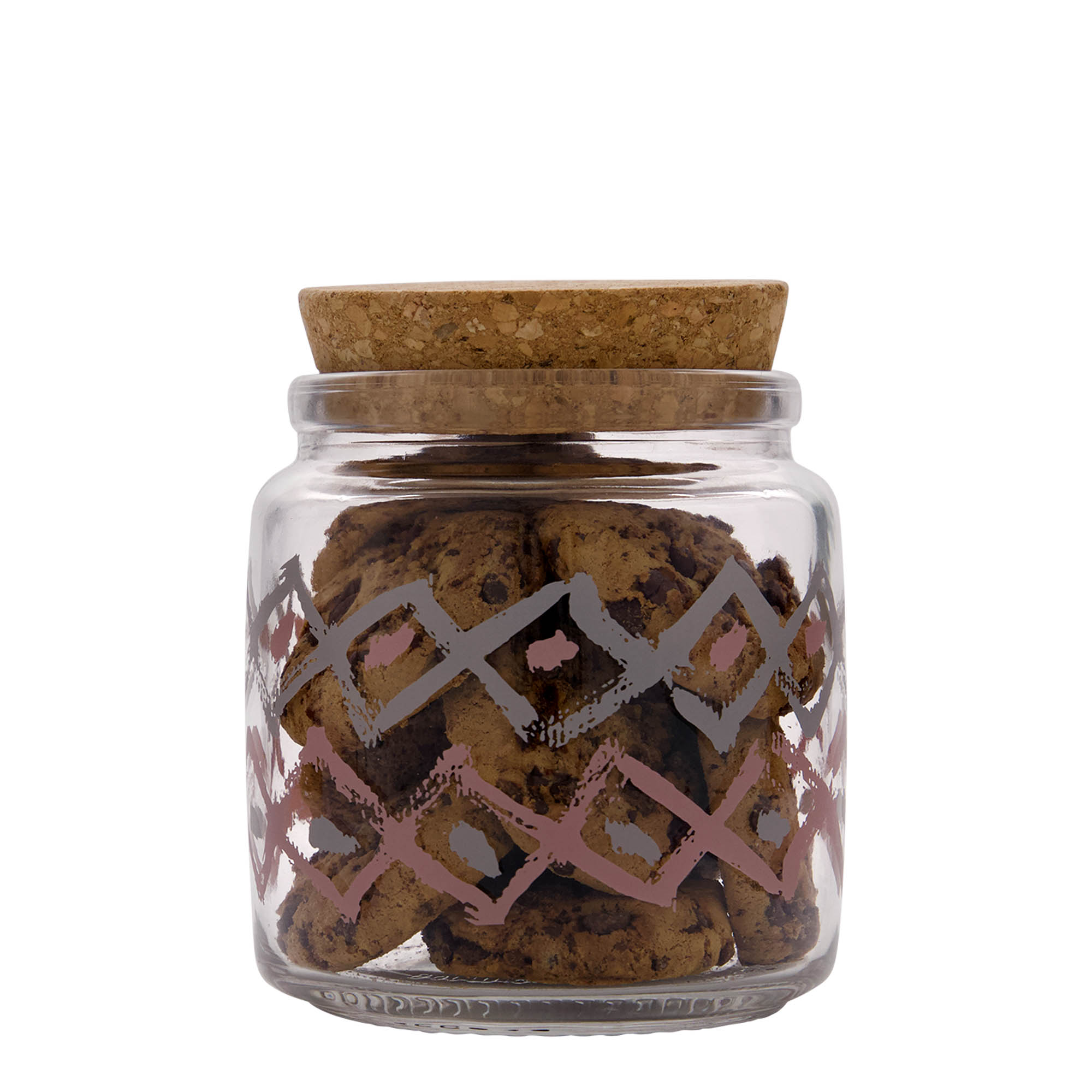 750 ml cork top jar 'Giara', print: manolibera pink, closure: cork