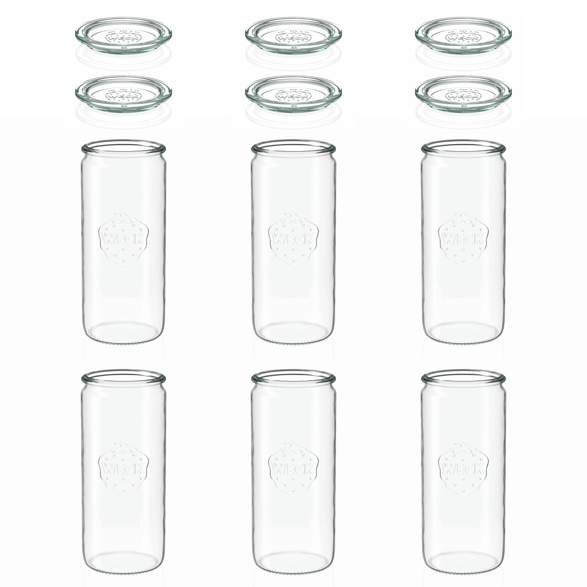6x 1040 ml WECK cylinder jar with glass lid RR 80