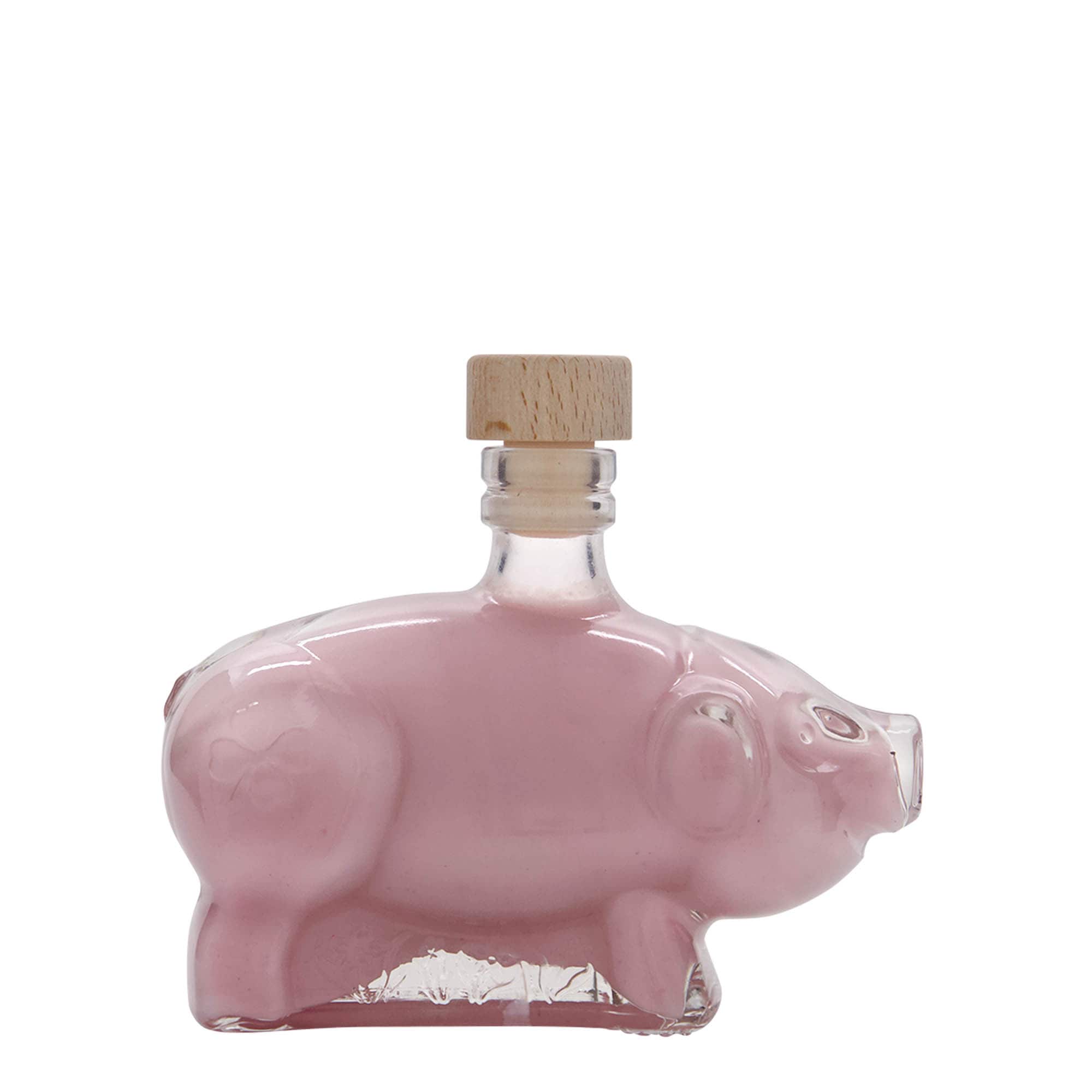 200 ml glass bottle ‘Lucky Piglet’, opening: cork