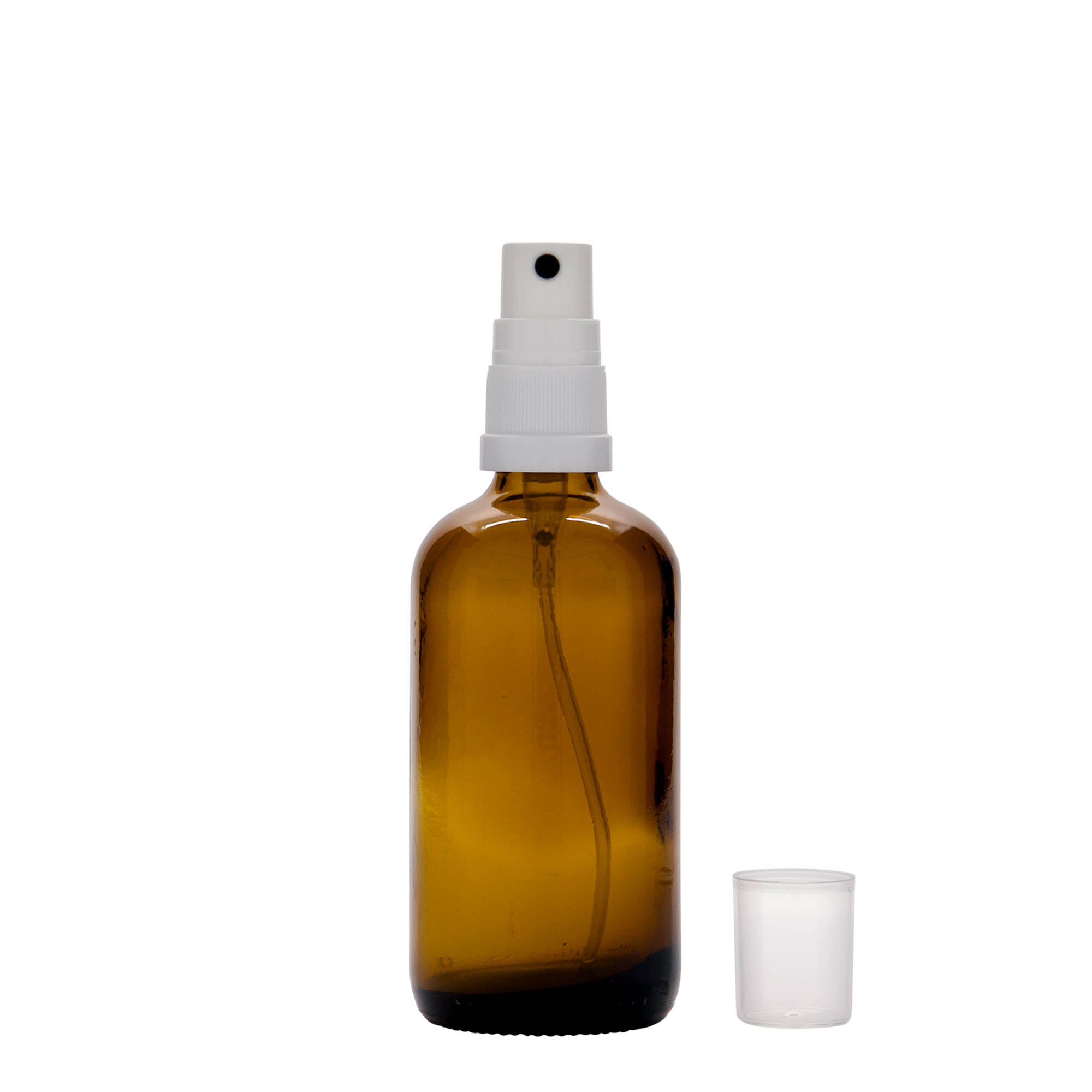 100 ml spray bottle medicine, glass, brown, opening: DIN 18