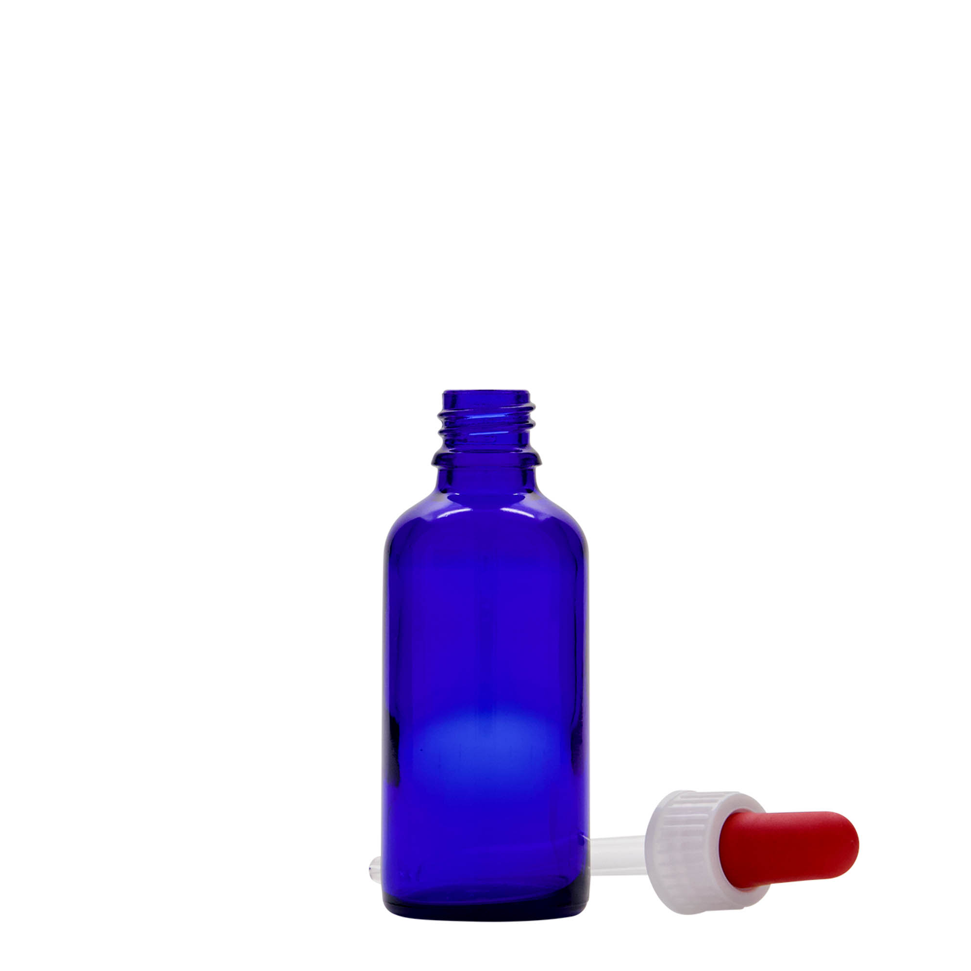 50 ml dropper bottle medicine, glass, royal blue-red, opening: DIN 18