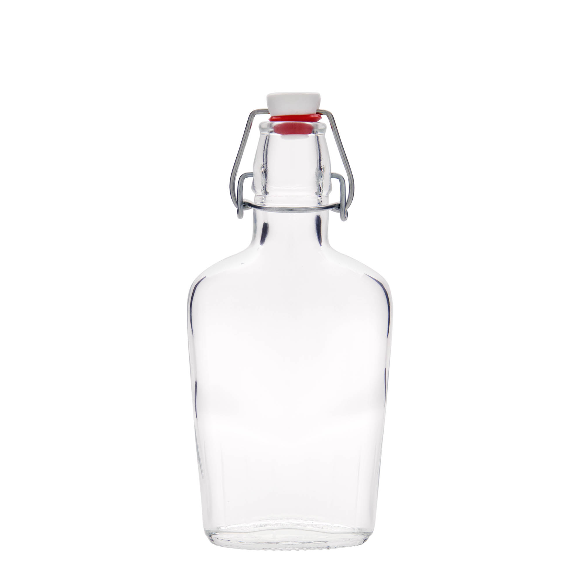 250 ml glass bottle ‘Fiaschetta’, oval, mouth: swing top closure