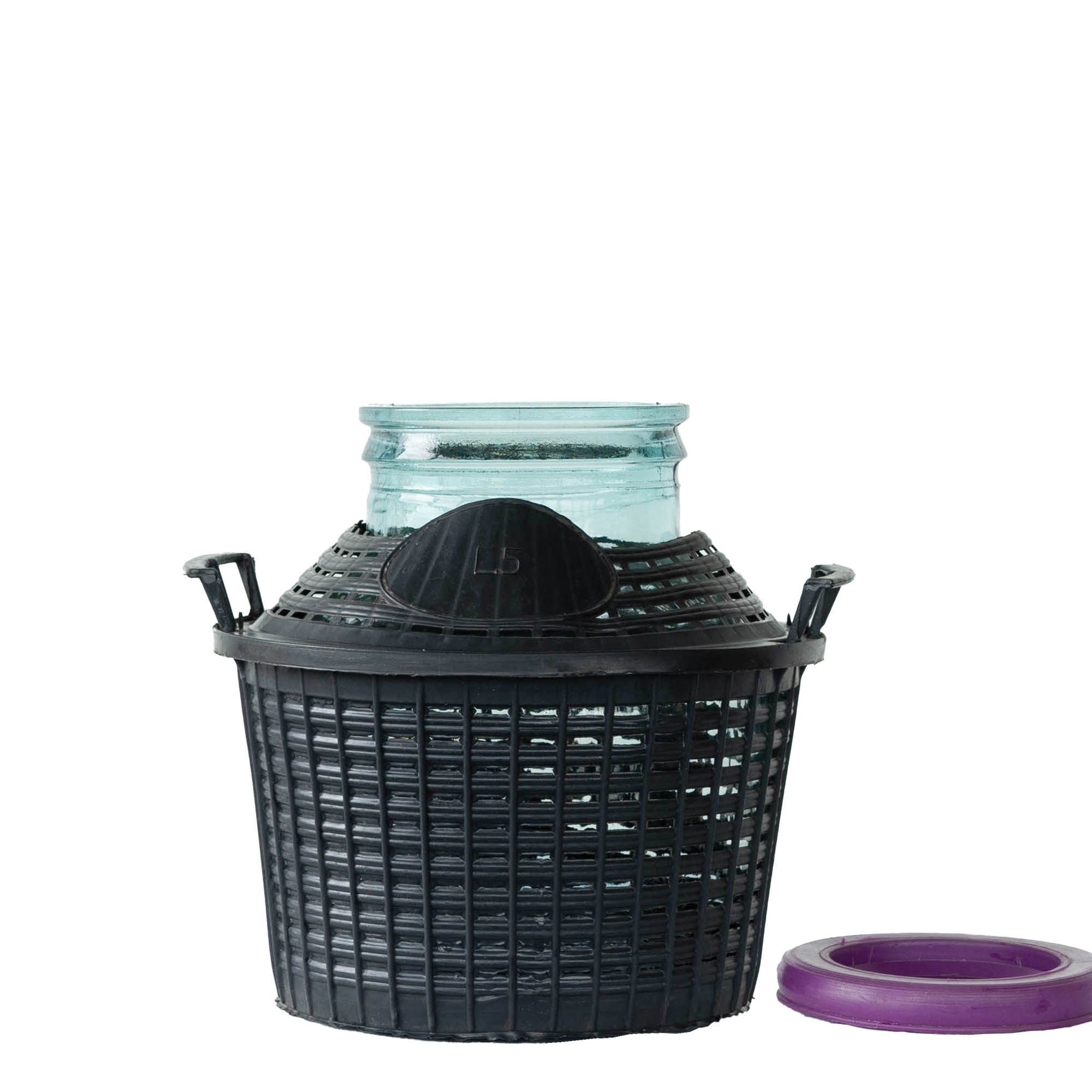 5 l wide-neck balloon bottle, glass, opening: slip lid
