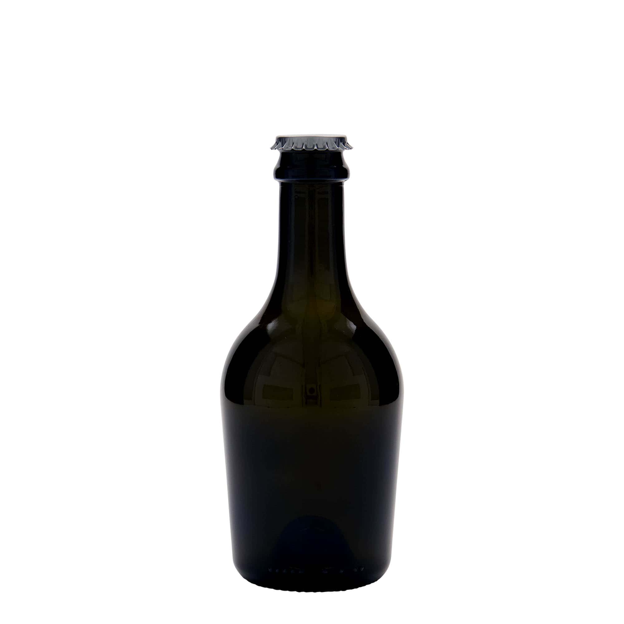 330 ml beer/champagne bottle ‘Butterfly’, glass, antique green, opening: crown cap
