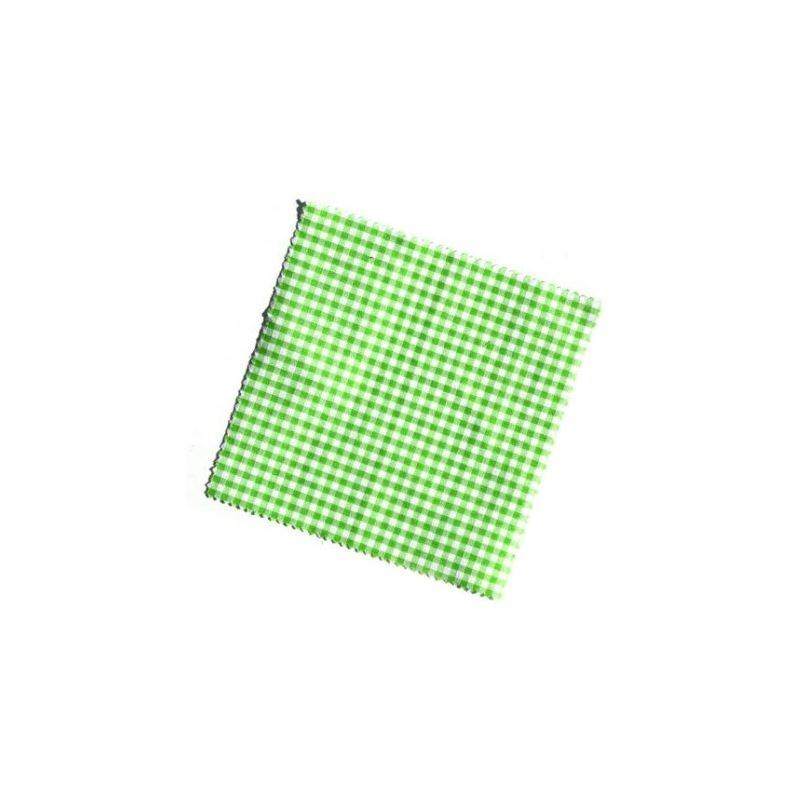 Checked fabric jar cover 12x12, square, textile, lime green, for opening: TO38-TO53 Checked fabric jar cover 12x12, square, textile, lime green, for opening: TO38-TO53