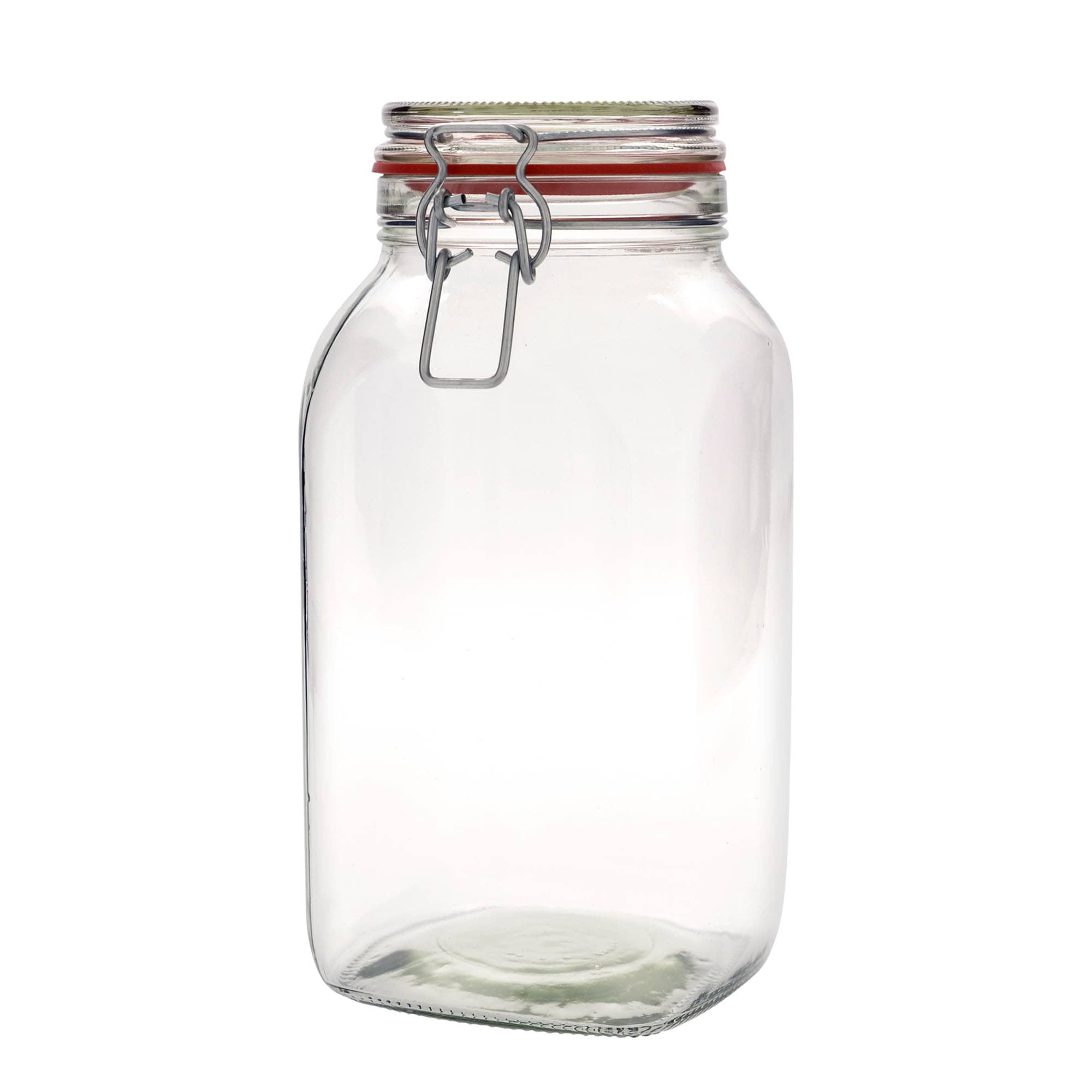 2,590 ml wire bail jar, square, opening: wire bail closure