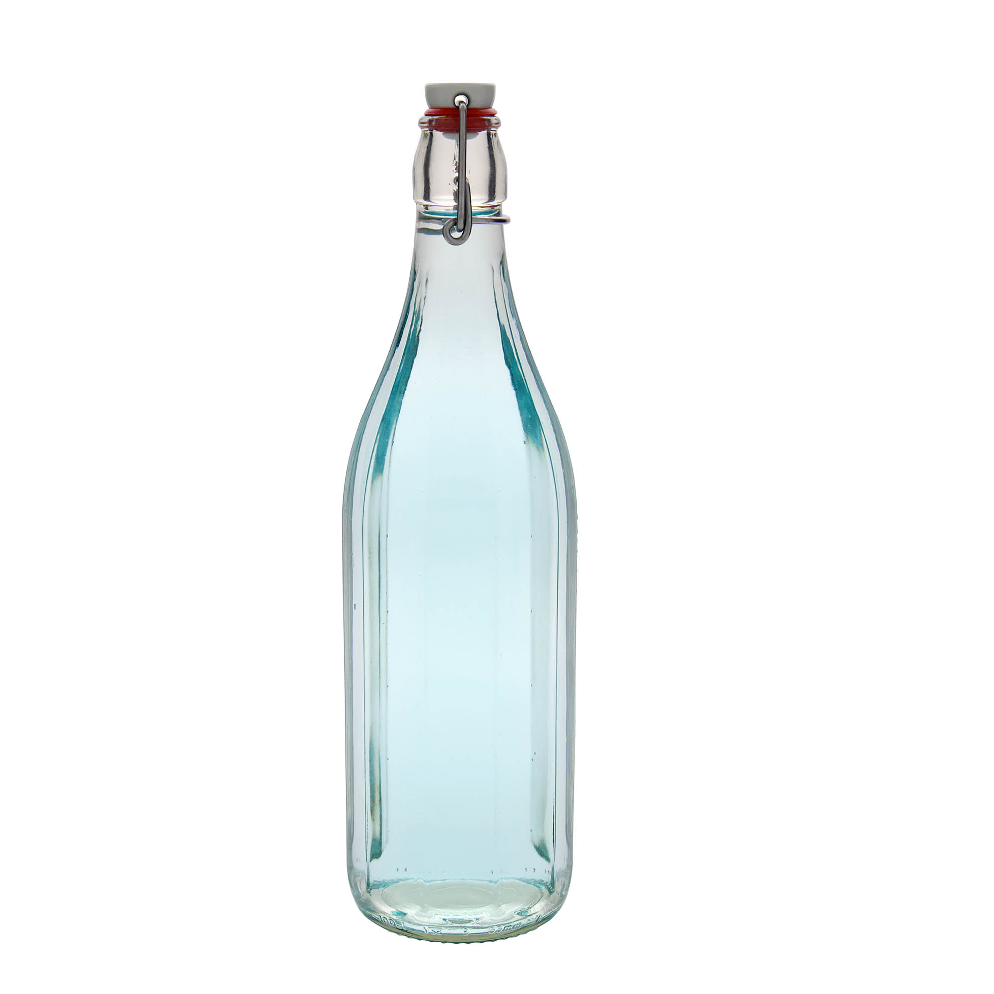 1,000 ml glass bottle 'Bravo', ten-sided, closure: swing top