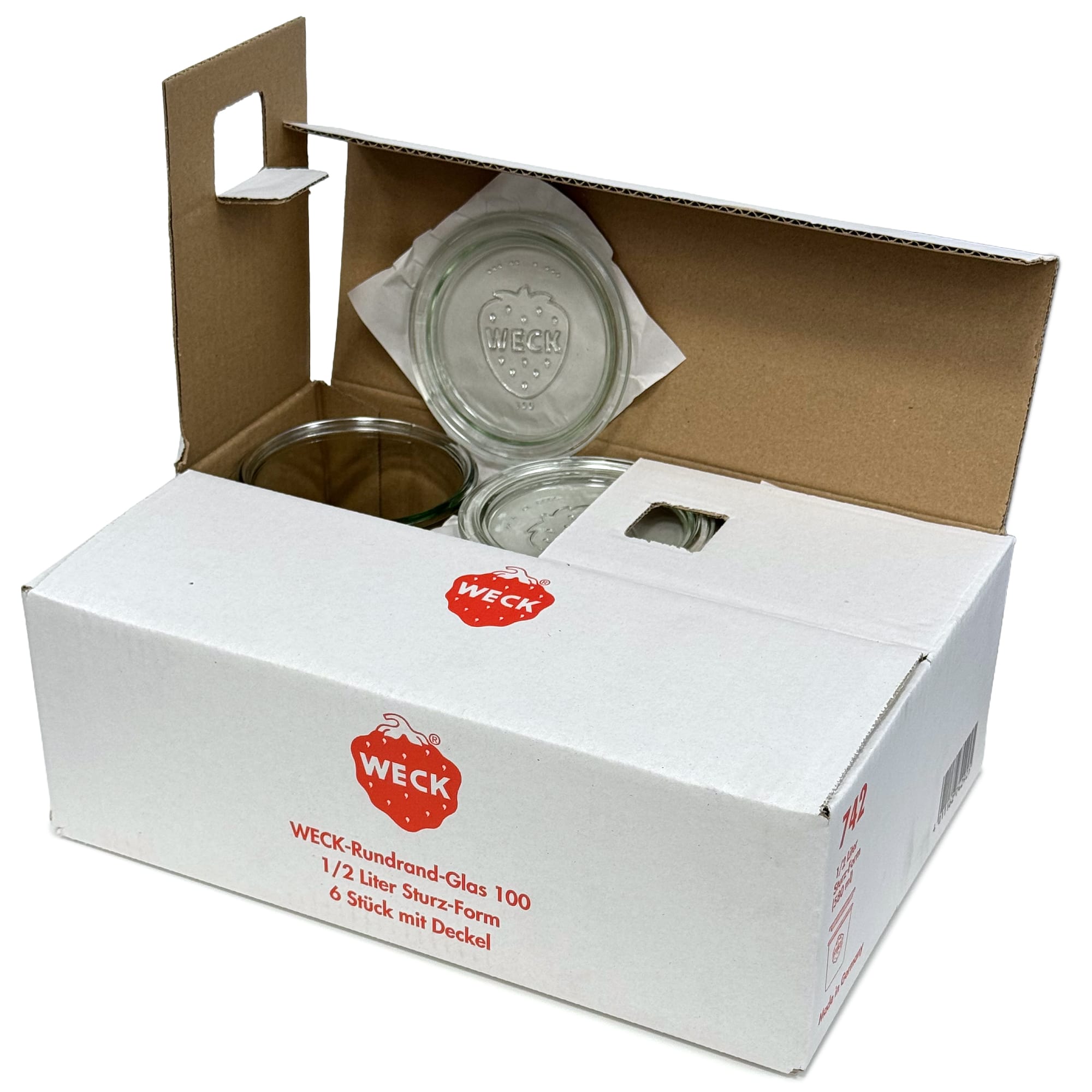 6x 580 ml WECK inverted jar with glass lid RR 100