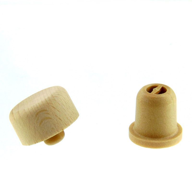 19 mm mushroom cork with dispensing hole, plastic/wood, multicolour, for opening: cork