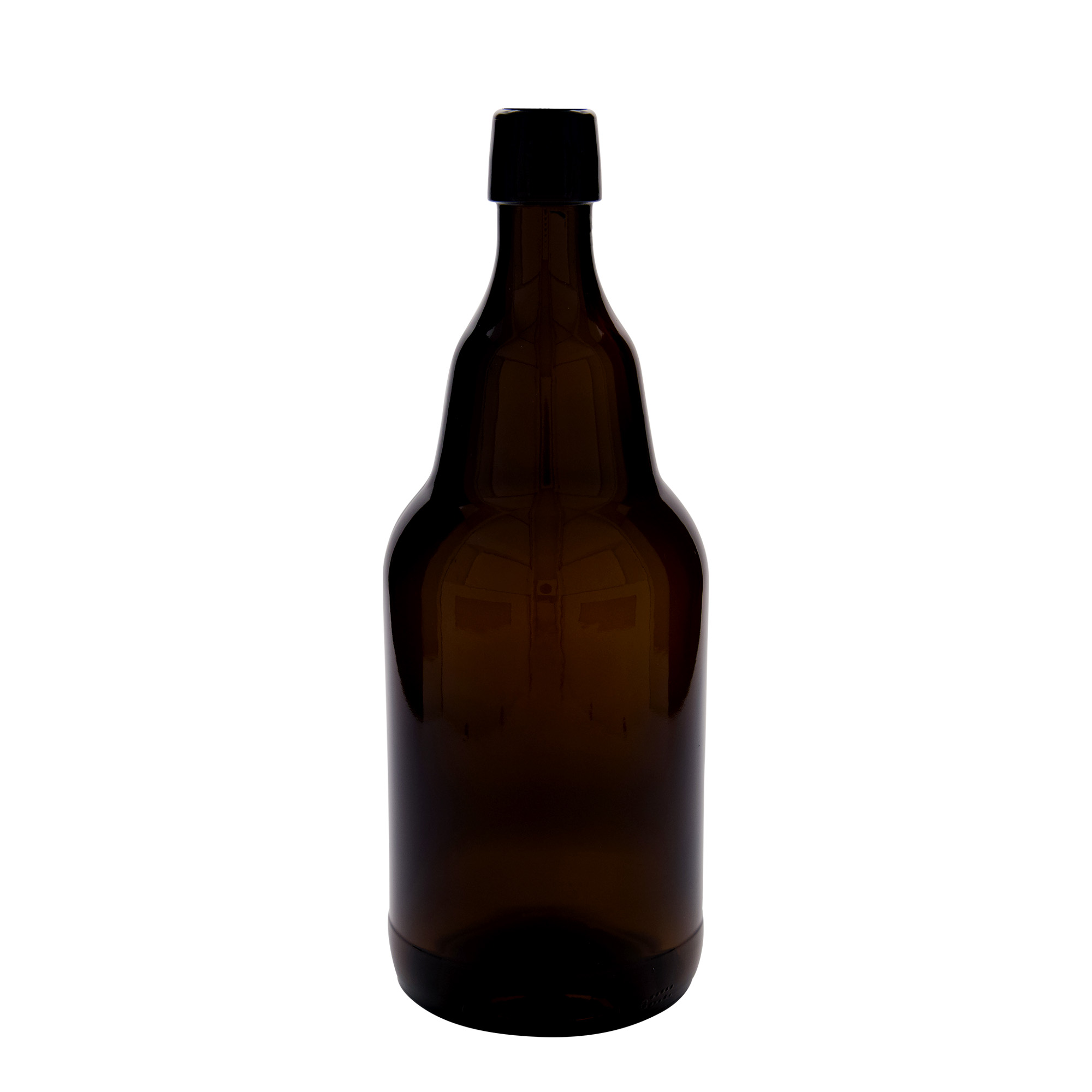 2,000 ml beer bottle, glass, brown, opening: swing-top closure