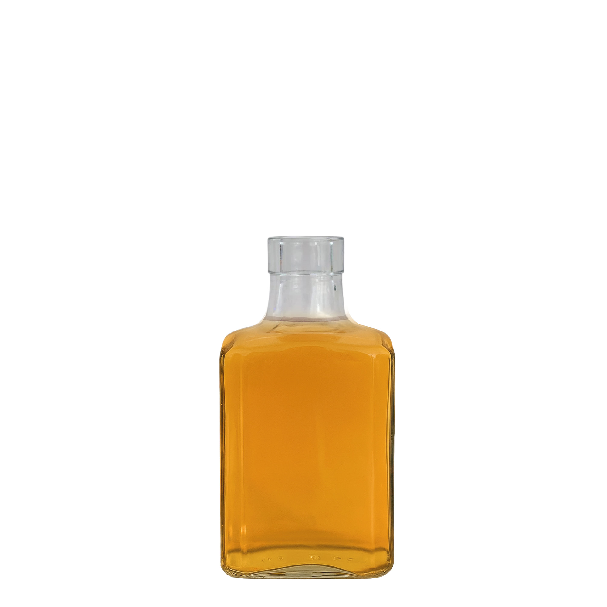  250 ml glass bottle "Decanter Quadro with upper rim", square, finish: cork