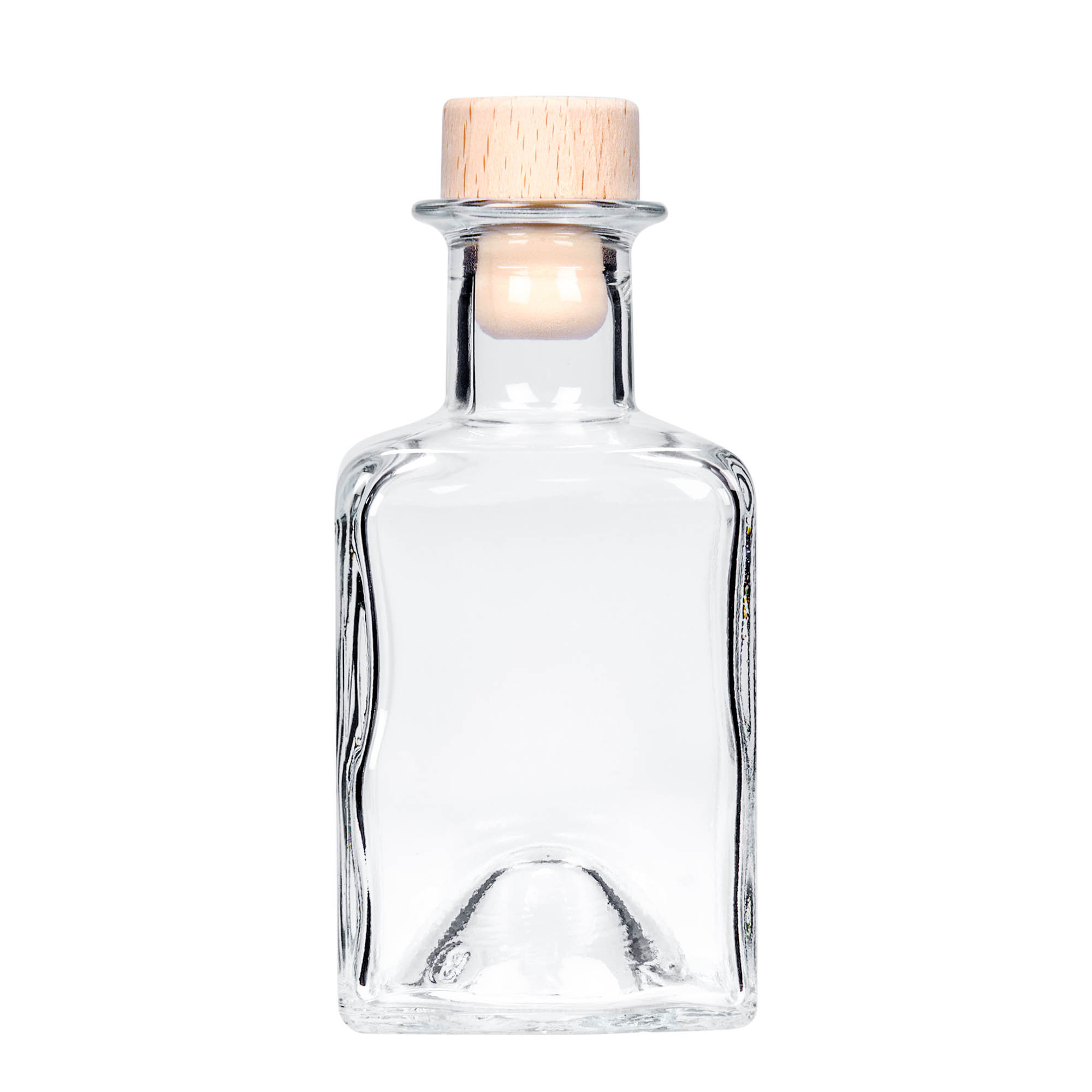 200 ml glass bottle 'Kubica', square, opening: cork