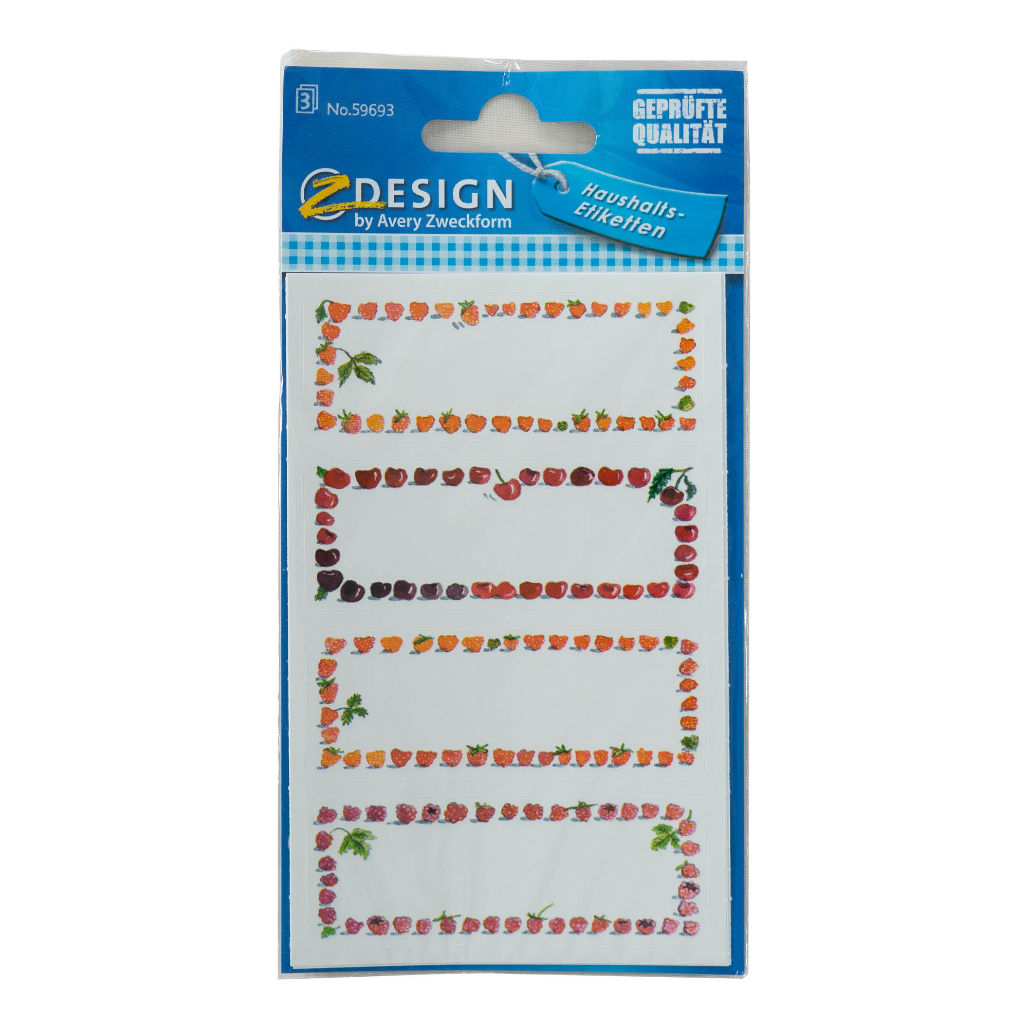 Themed labels 'Fruity Border', rectangular, paper, multicolour Themed labels 'Fruity Border', rectangular, paper, multicolour