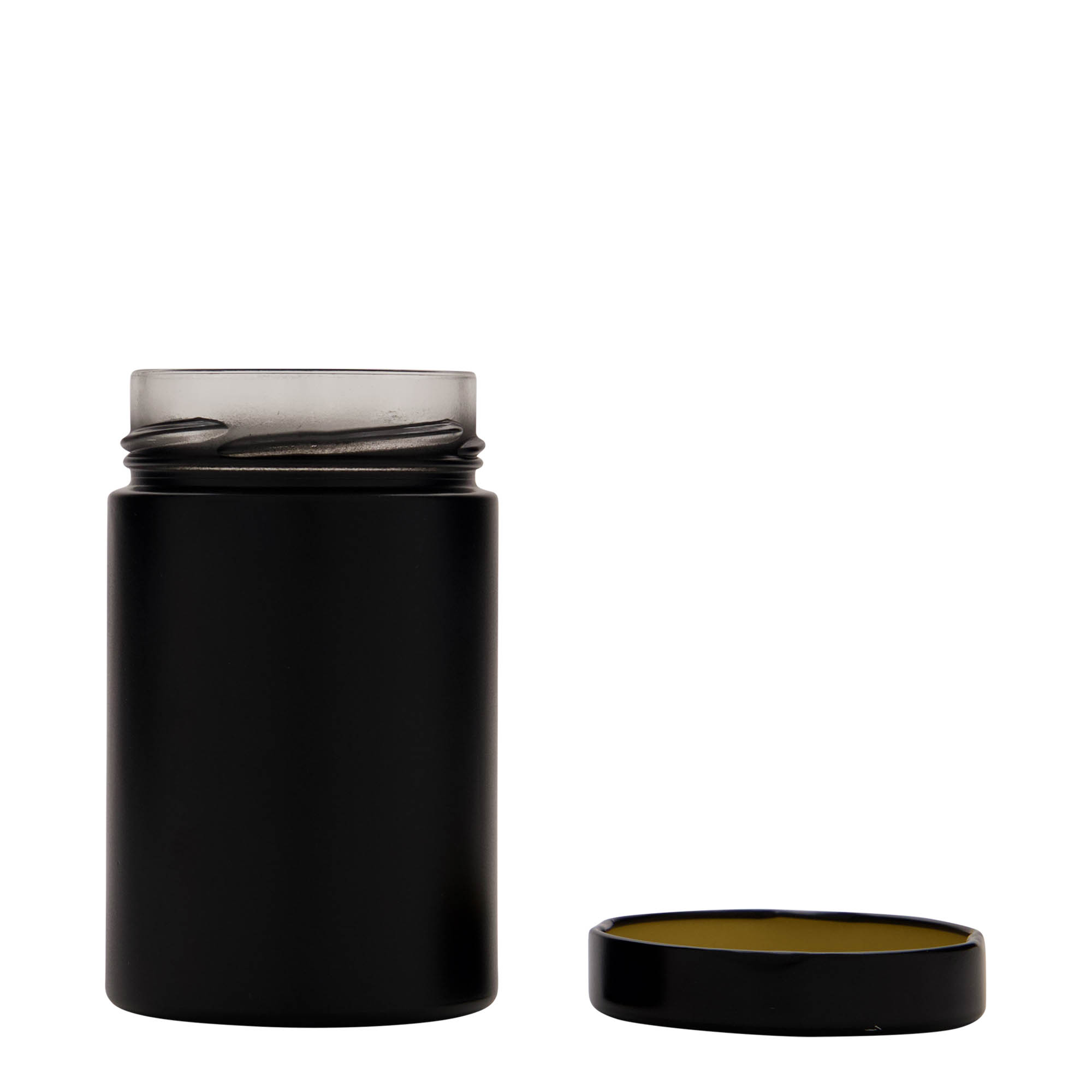 327 ml round glass 'Aurora', black, opening: Deep-Twist-Off (DTO 66)