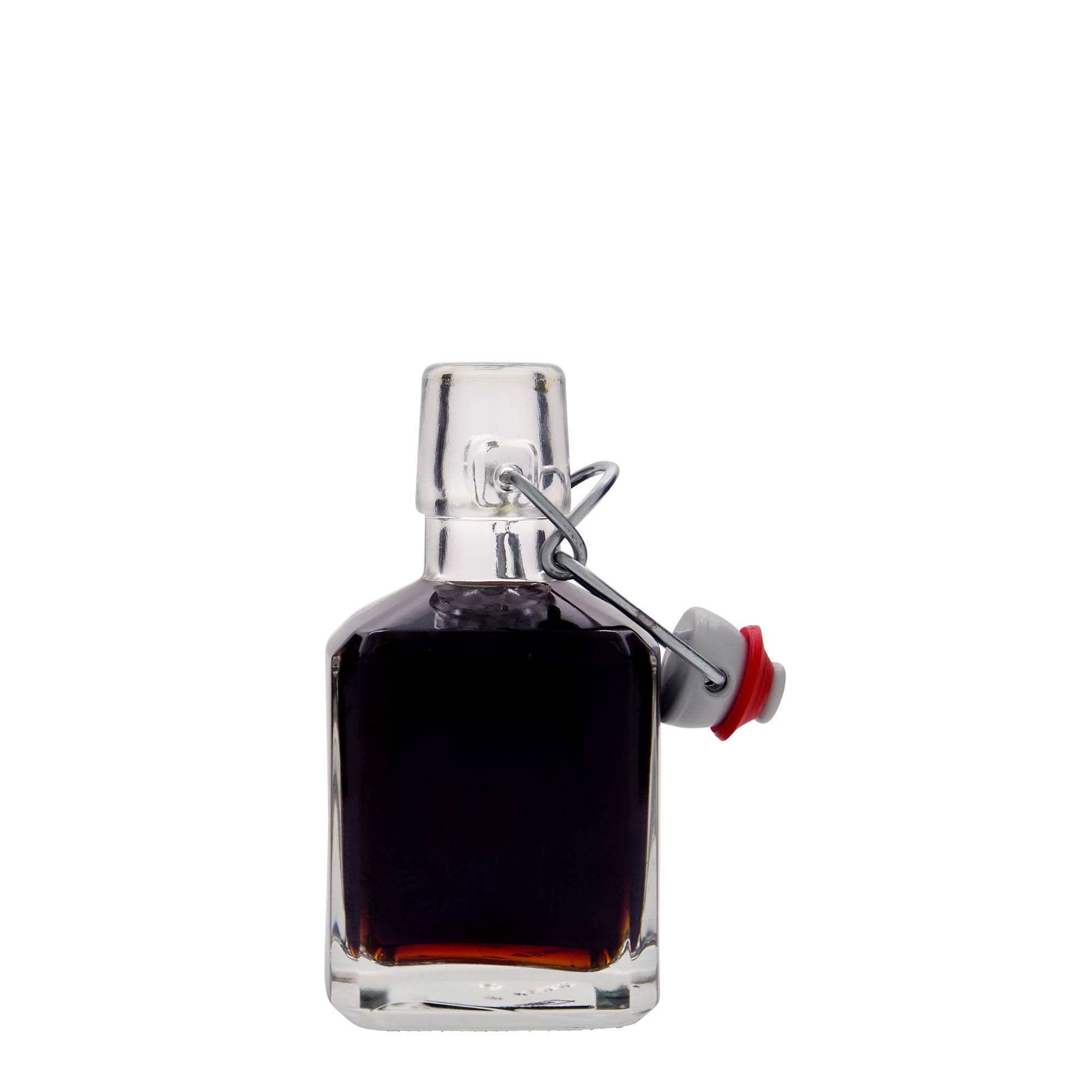 200 ml glass bottle ‘Kubica’, square, opening: swing top closure