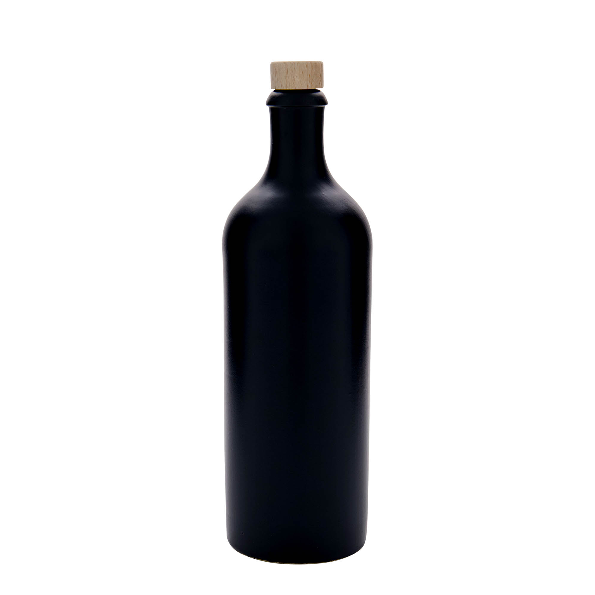 750 ml earthenware jug, stoneware, black, mouth: cork