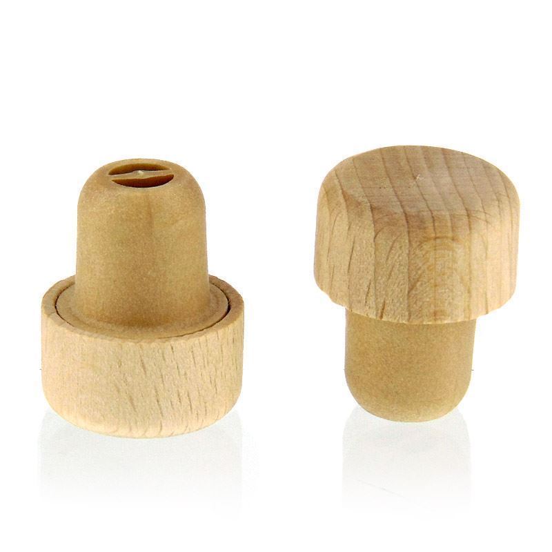 19 mm mushroom cork with dispensing hole, plastic/wood, multicolour, for opening: cork