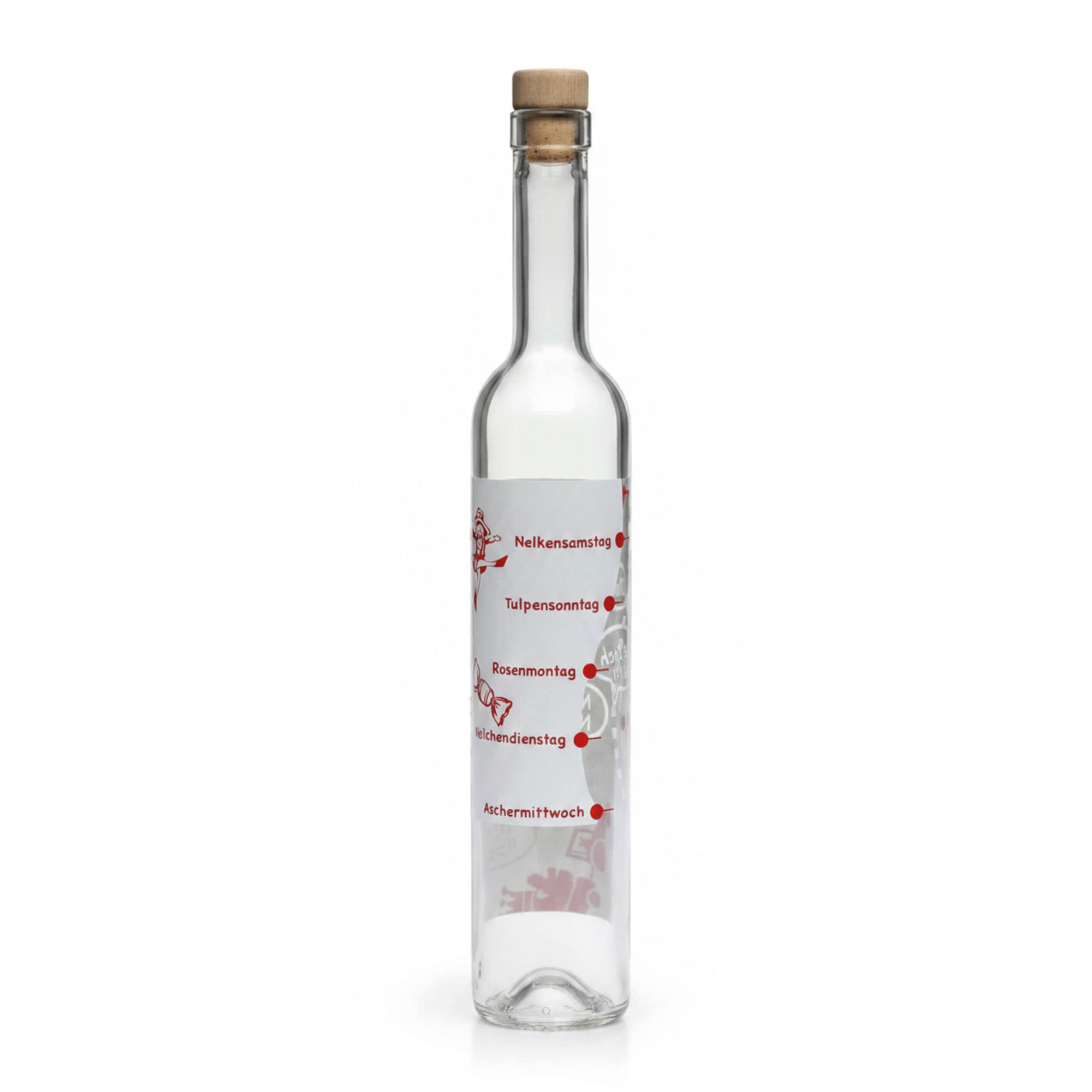500 ml glass bottle Maximo printed ‘Carnival’, opening: cork