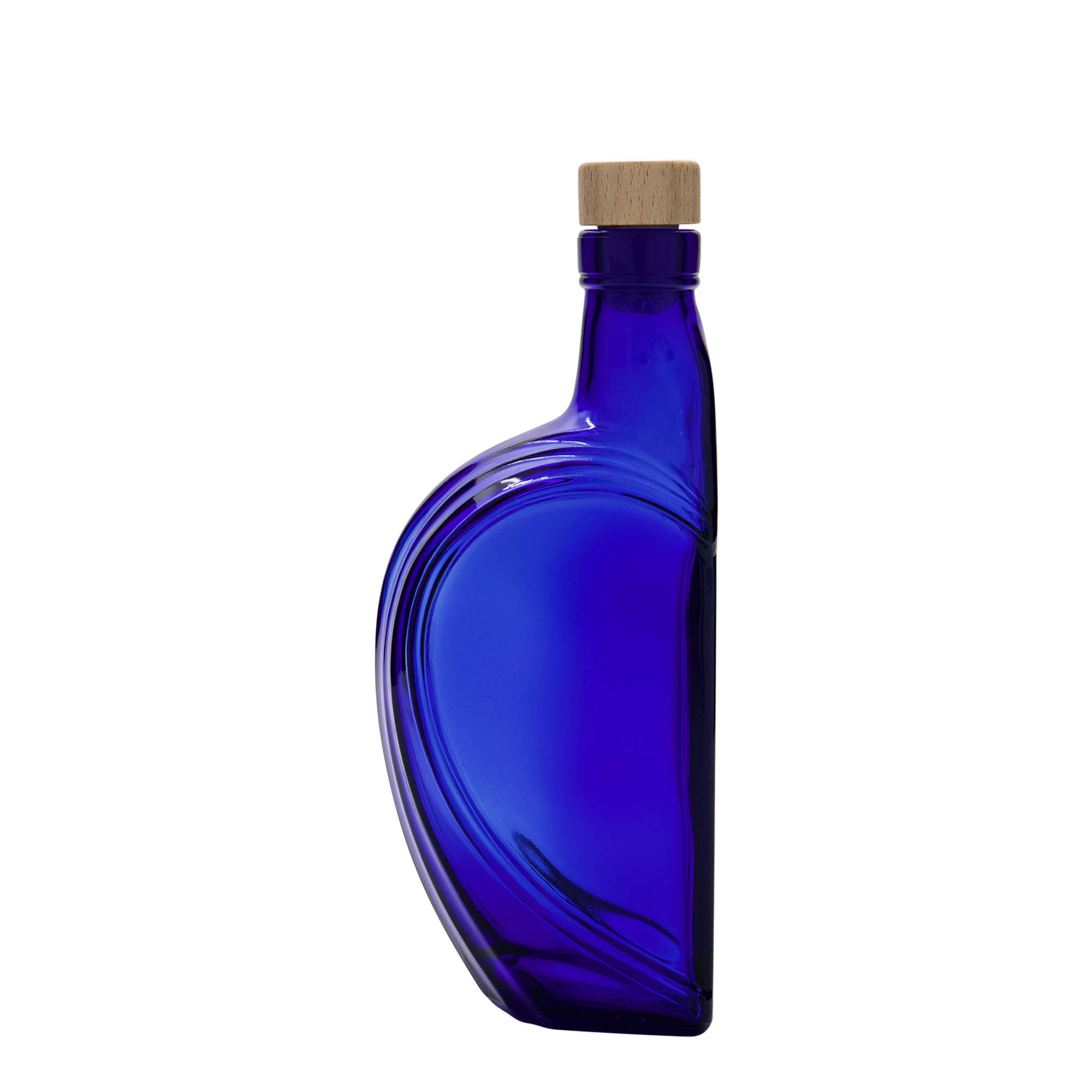 375 ml glass bottle 'Sweethearts', rectangular, royal blue, opening: cork