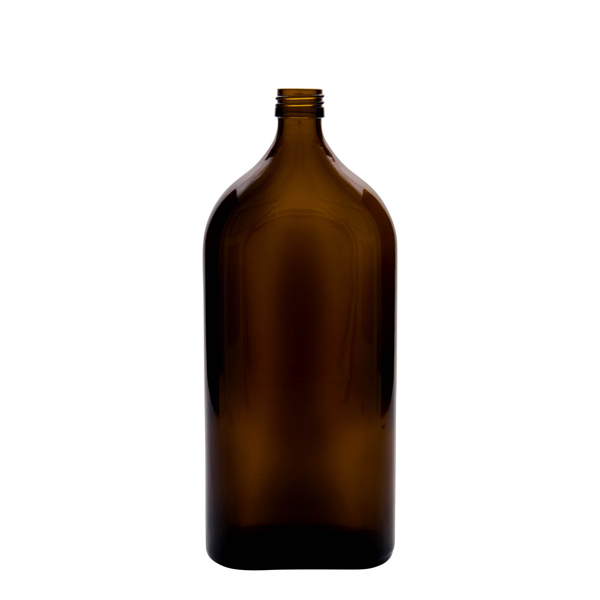 1,000 ml medical bottle Meplat, oval, glass, brown, opening: PP 28