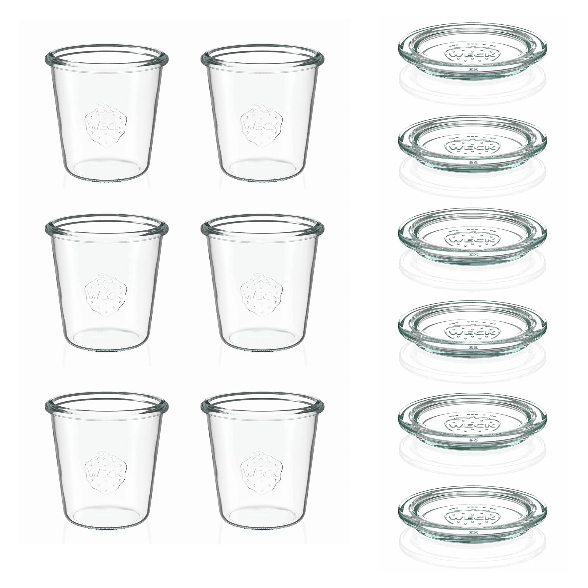 6x 290 ml WECK inverted jar tall with glass lid RR 80