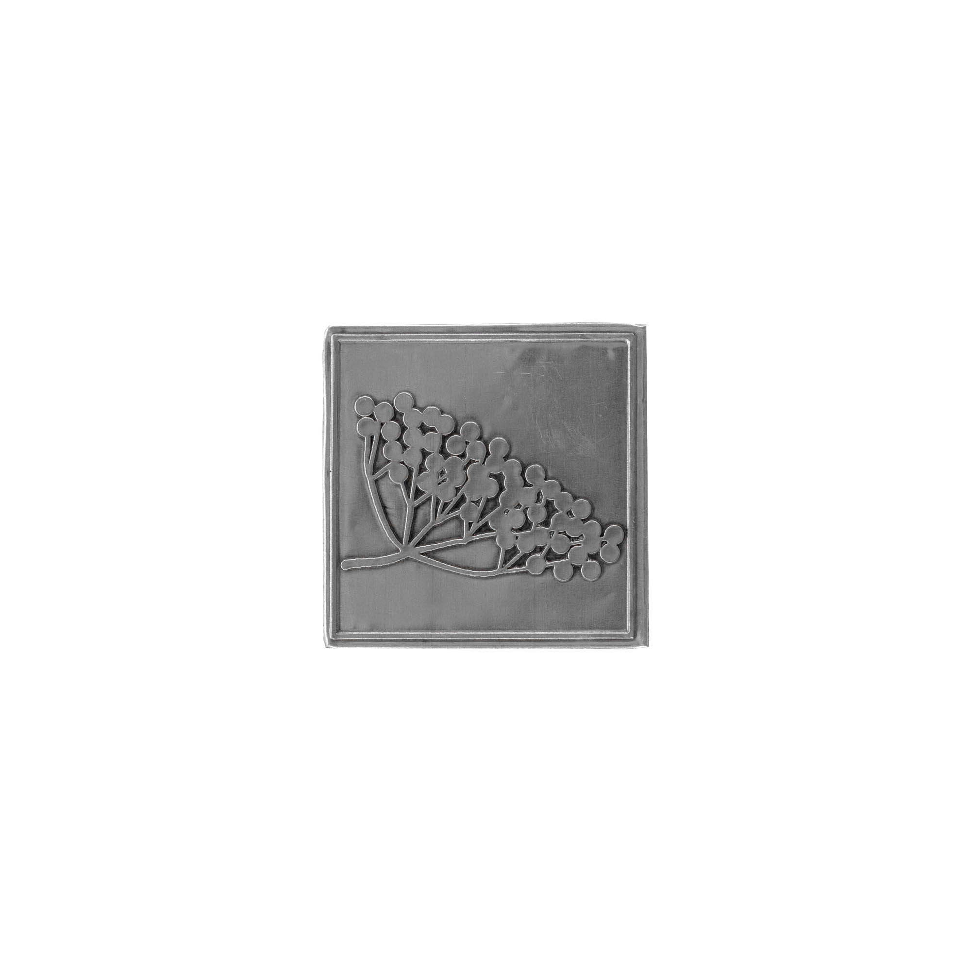 Tin label 'Elderberry', square, metal, silver