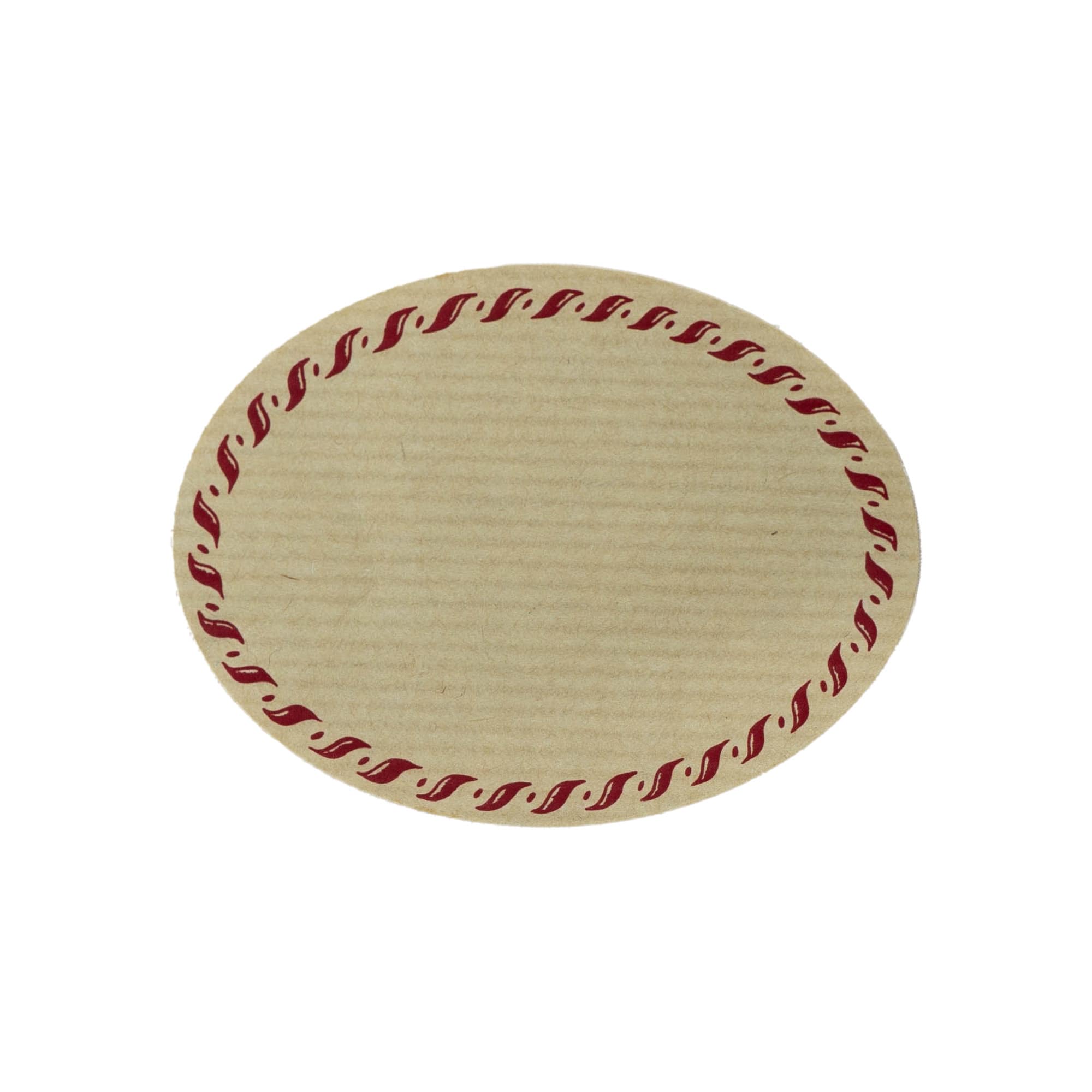 Large natural label ‘cord edge’, oval, paper, red-brown