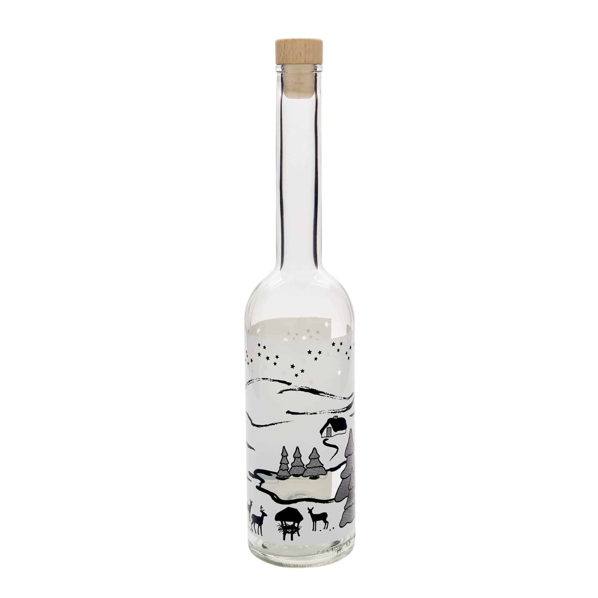 500 ml glass bottle ‘Opera’, design: Winter Dream Bianco, opening: cork