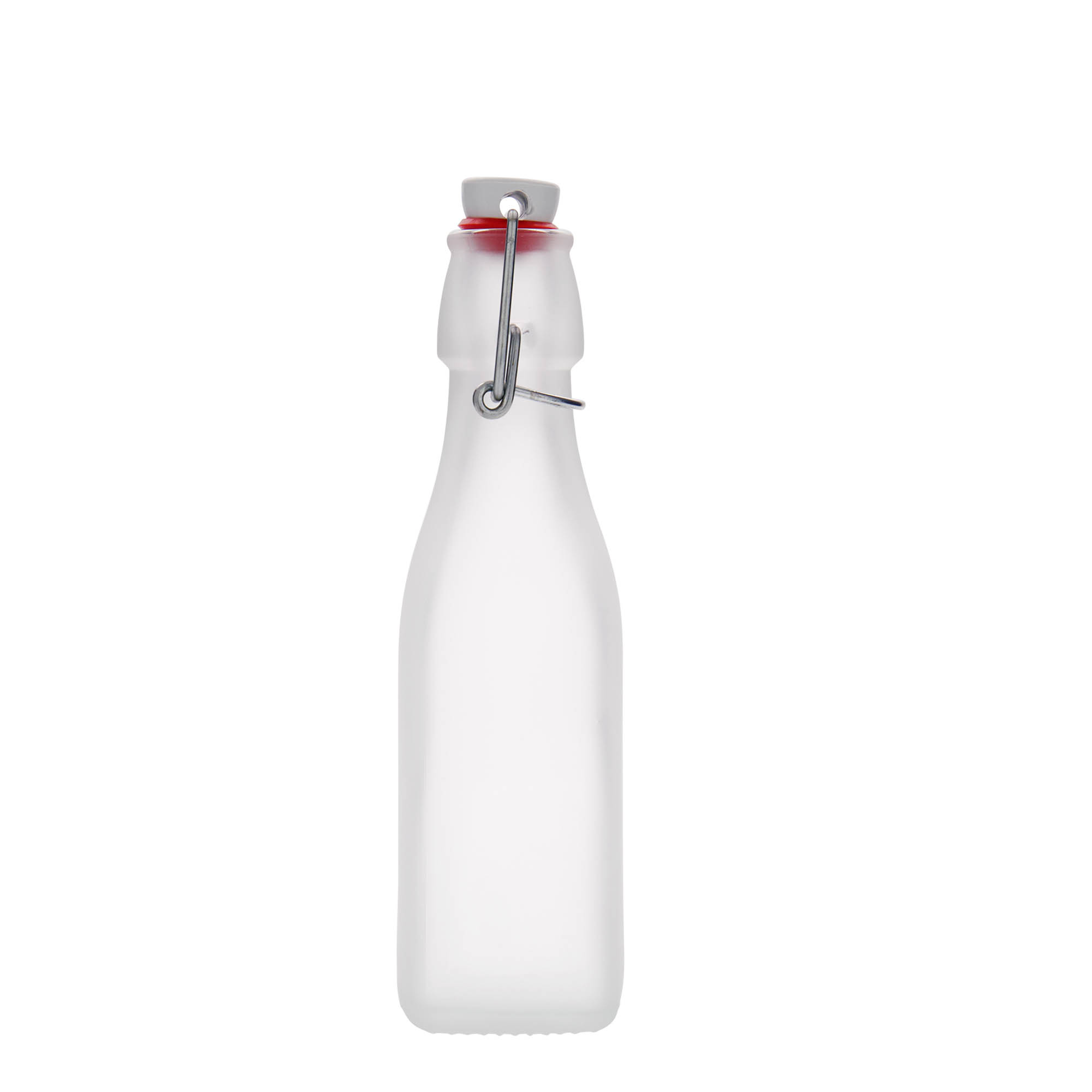 250 ml glass bottle 'Swing', square, white, closure: swing top