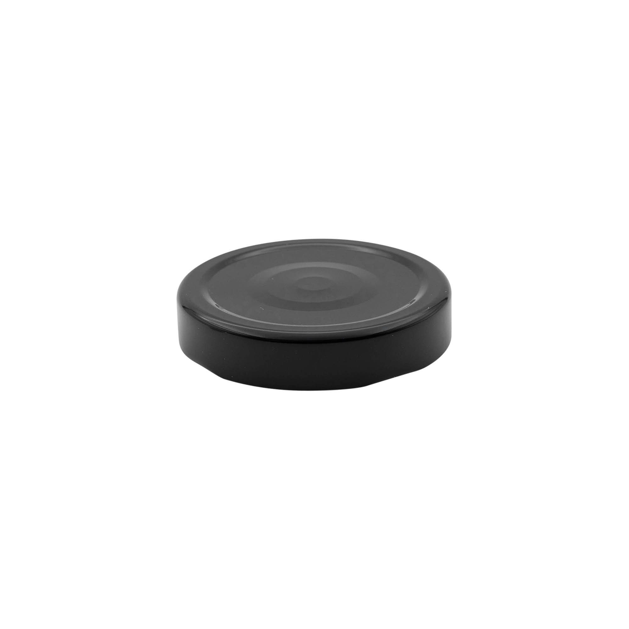 Deep twist off lid, tinplate, black, for opening: Deep-TO 66 Deep twist off lid, tinplate, black, for opening: Deep-TO 66