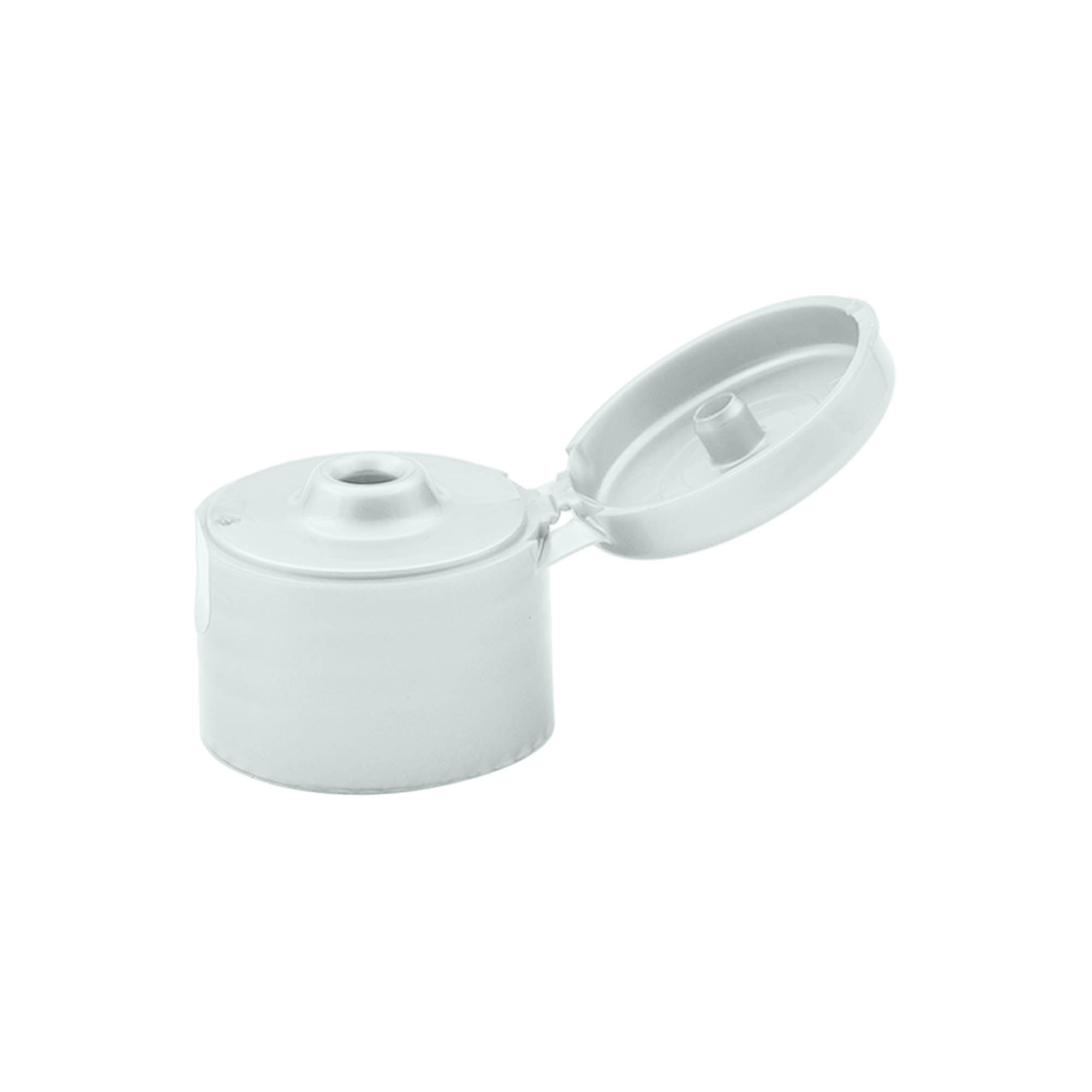 Screw cap with hinge, PP plastic, silver, for opening: 24/410