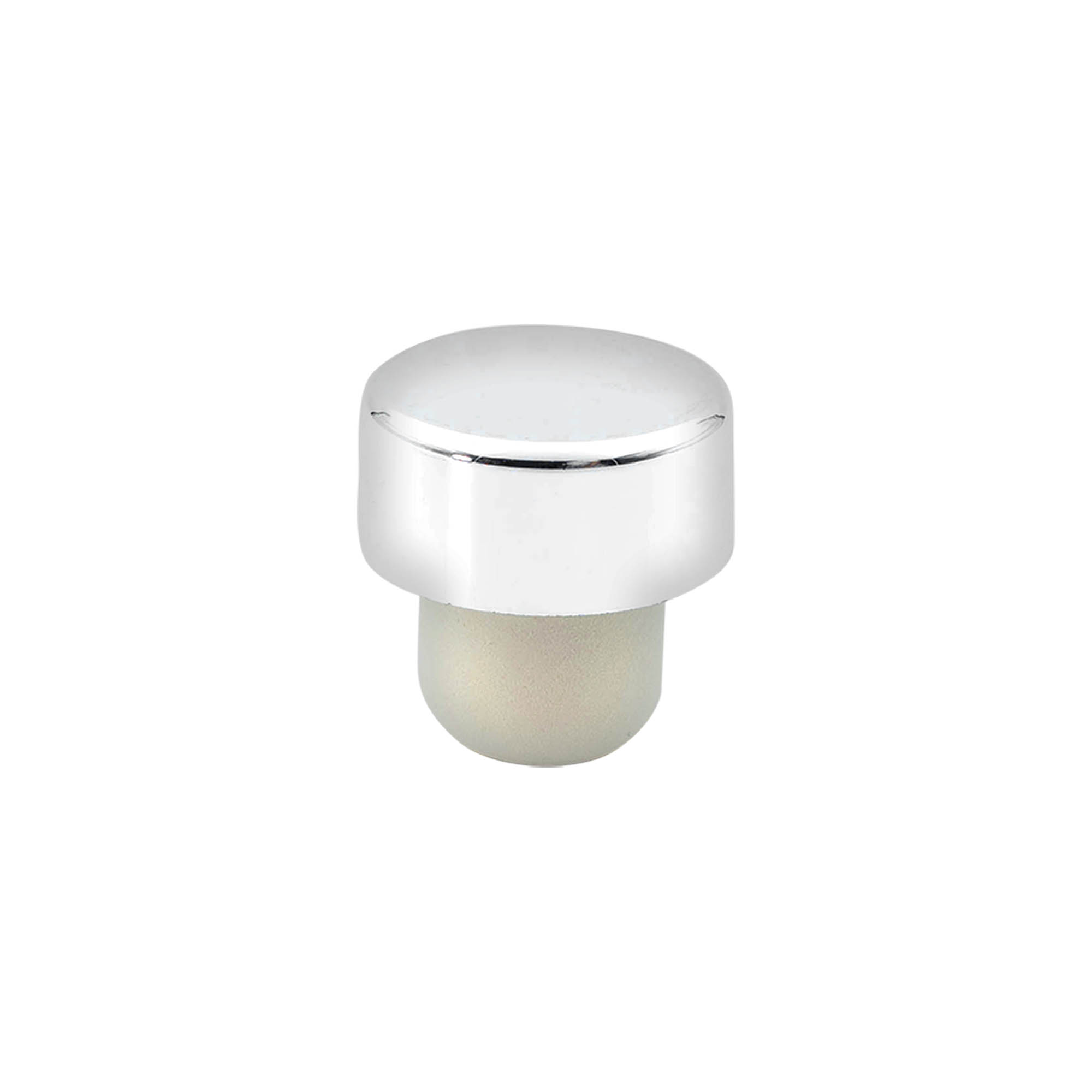 Handle cork 19 mm, plastic, silver, for opening: cork