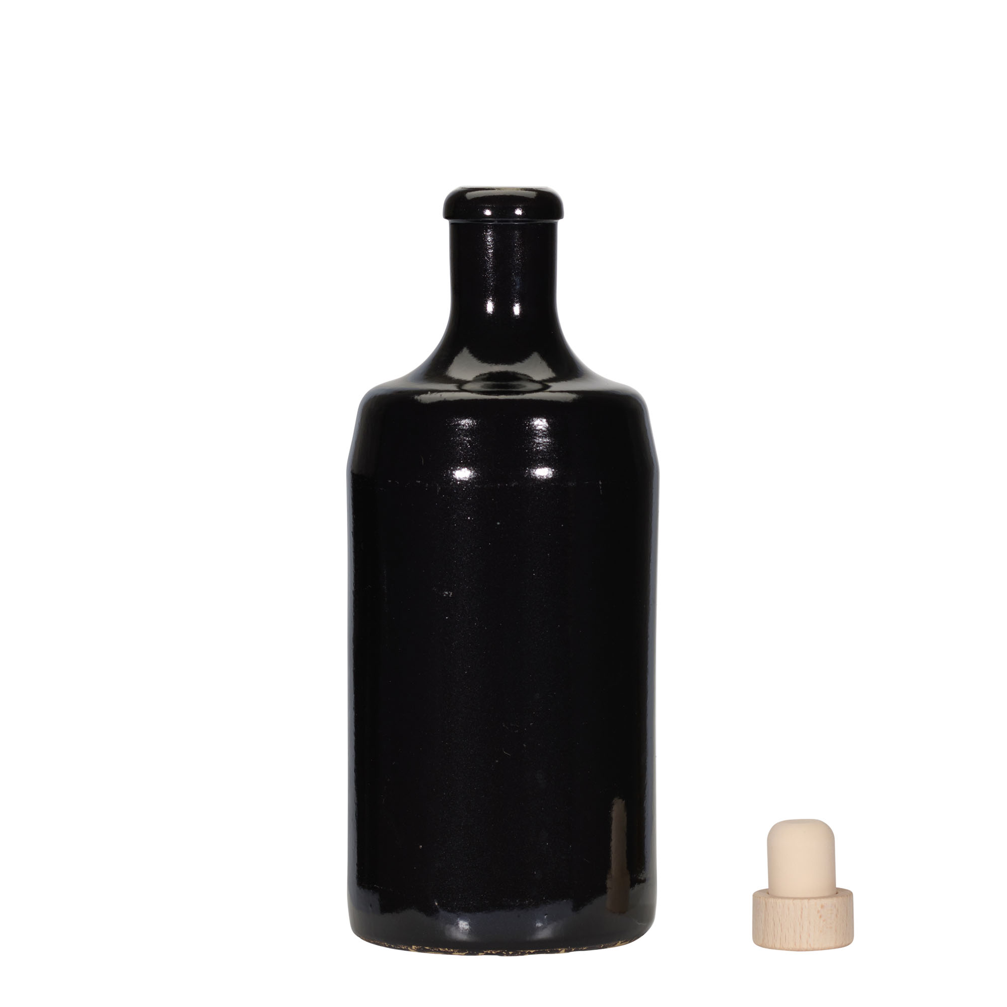 700 ml earthen jug 'Calvados', stoneware, black, closure: cork