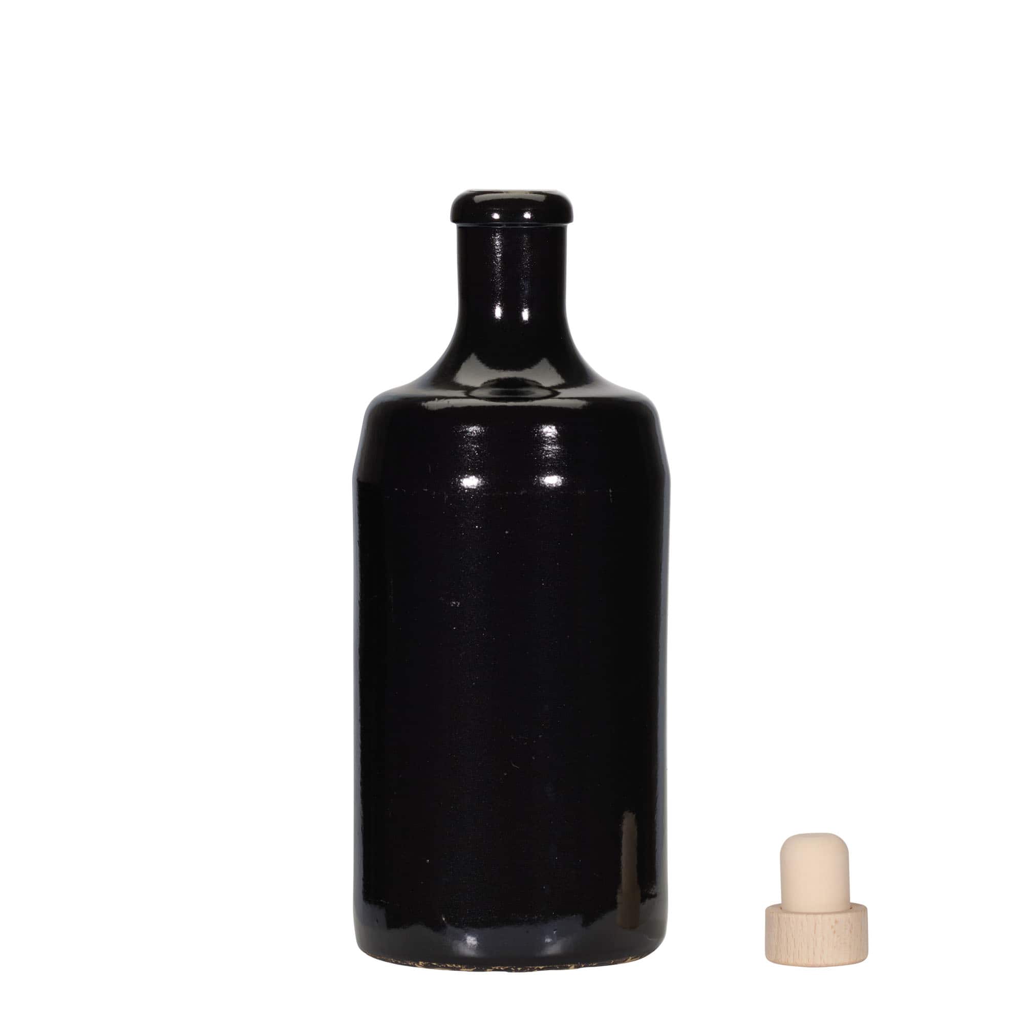 700 ml Earthenware Jug ‘Calvados, Stoneware, black, Mouth: Cork