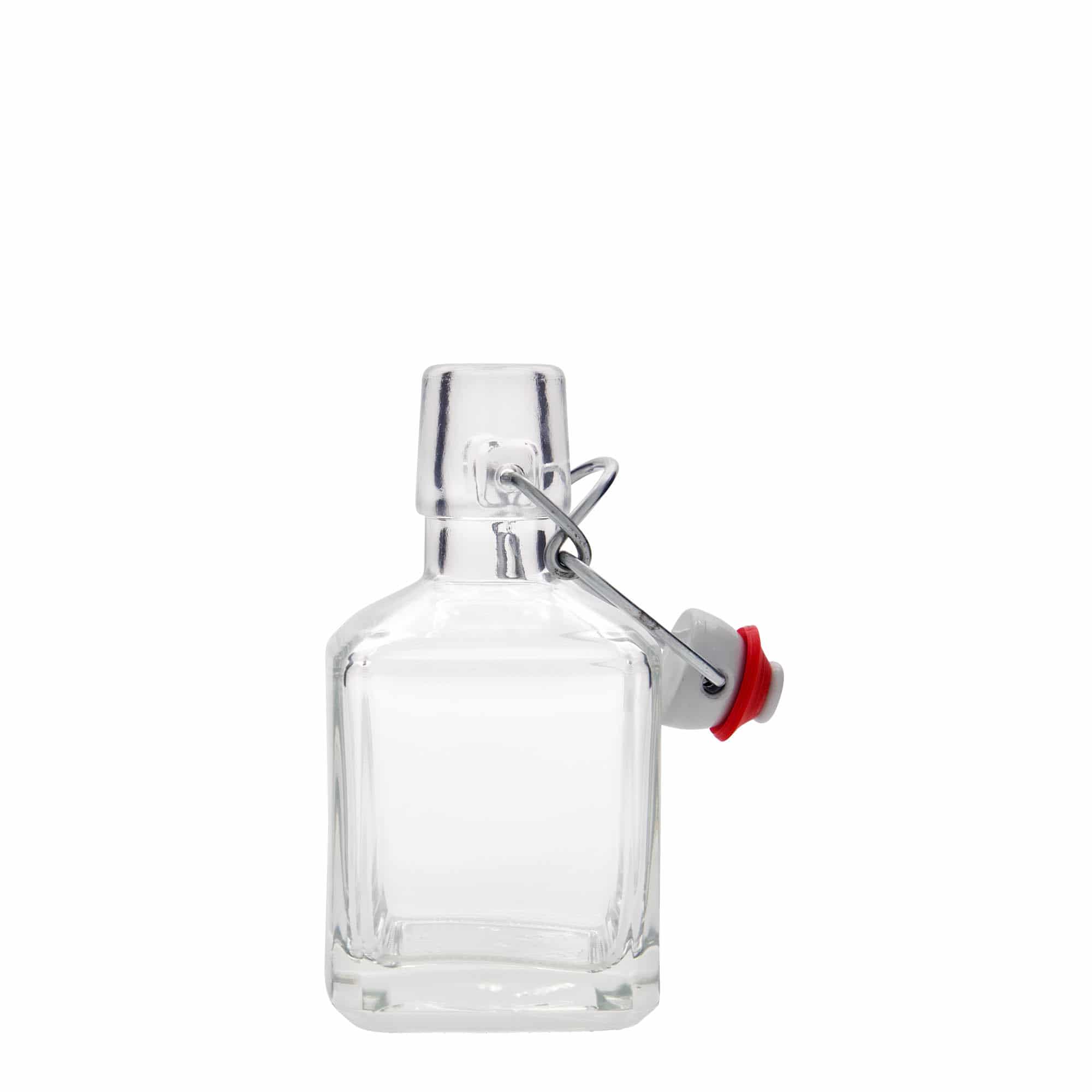 200 ml glass bottle ‘Kubica’, square, opening: swing top closure
