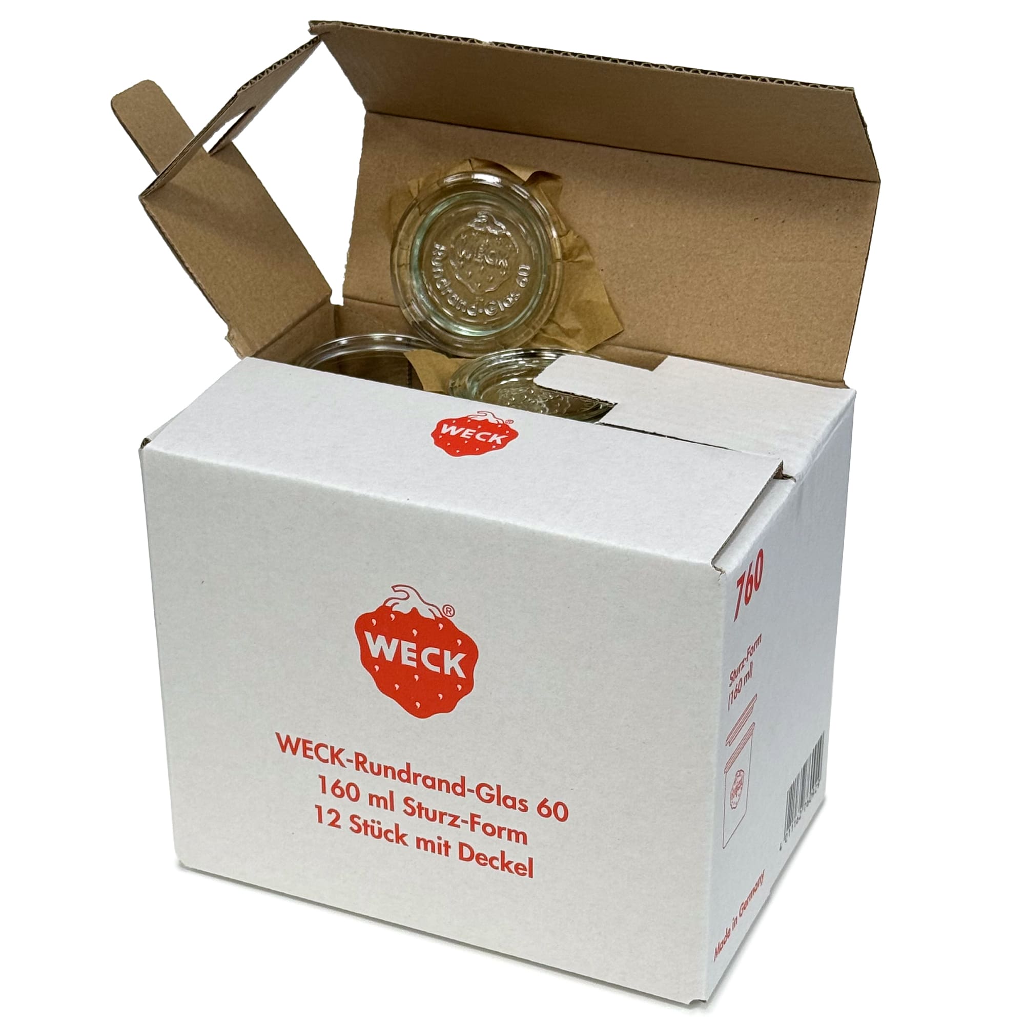 12x 160 ml WECK inverted jar with glass lid RR 60