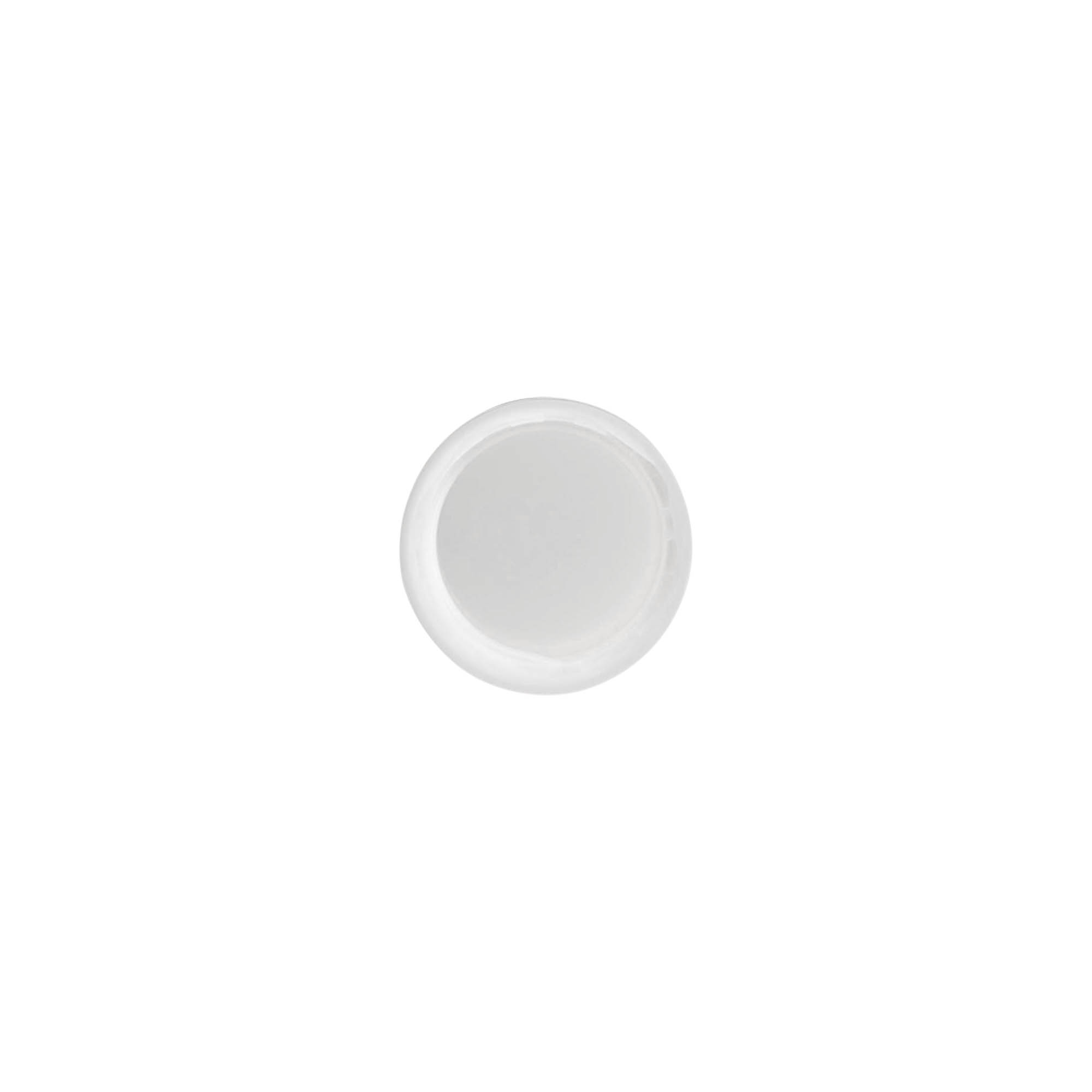 Screw cap with tamper-evident seal, PE plastic, white, for opening: DIN 18