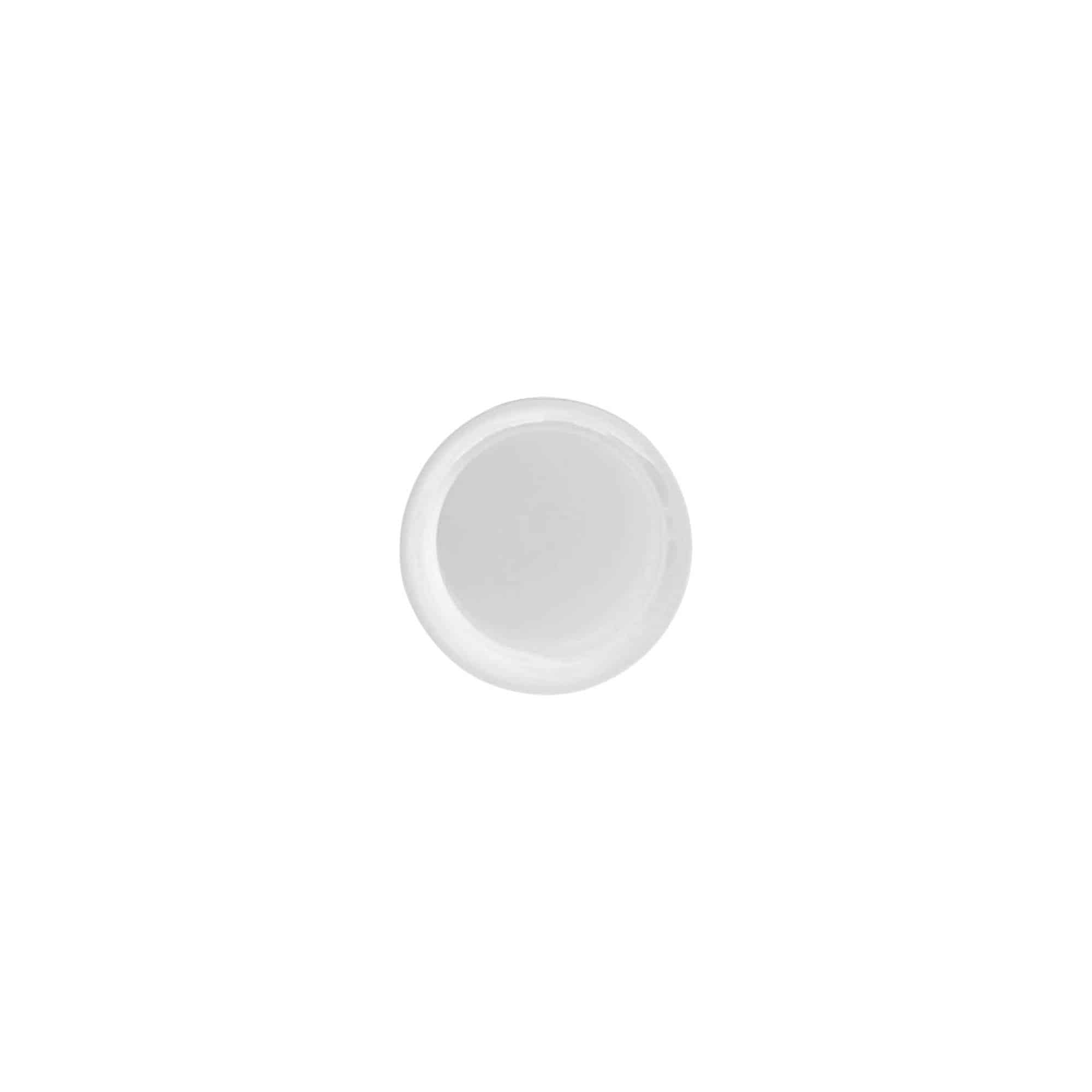 Screw cap with tamper-evident seal, PE plastic, white, for opening: DIN 18
